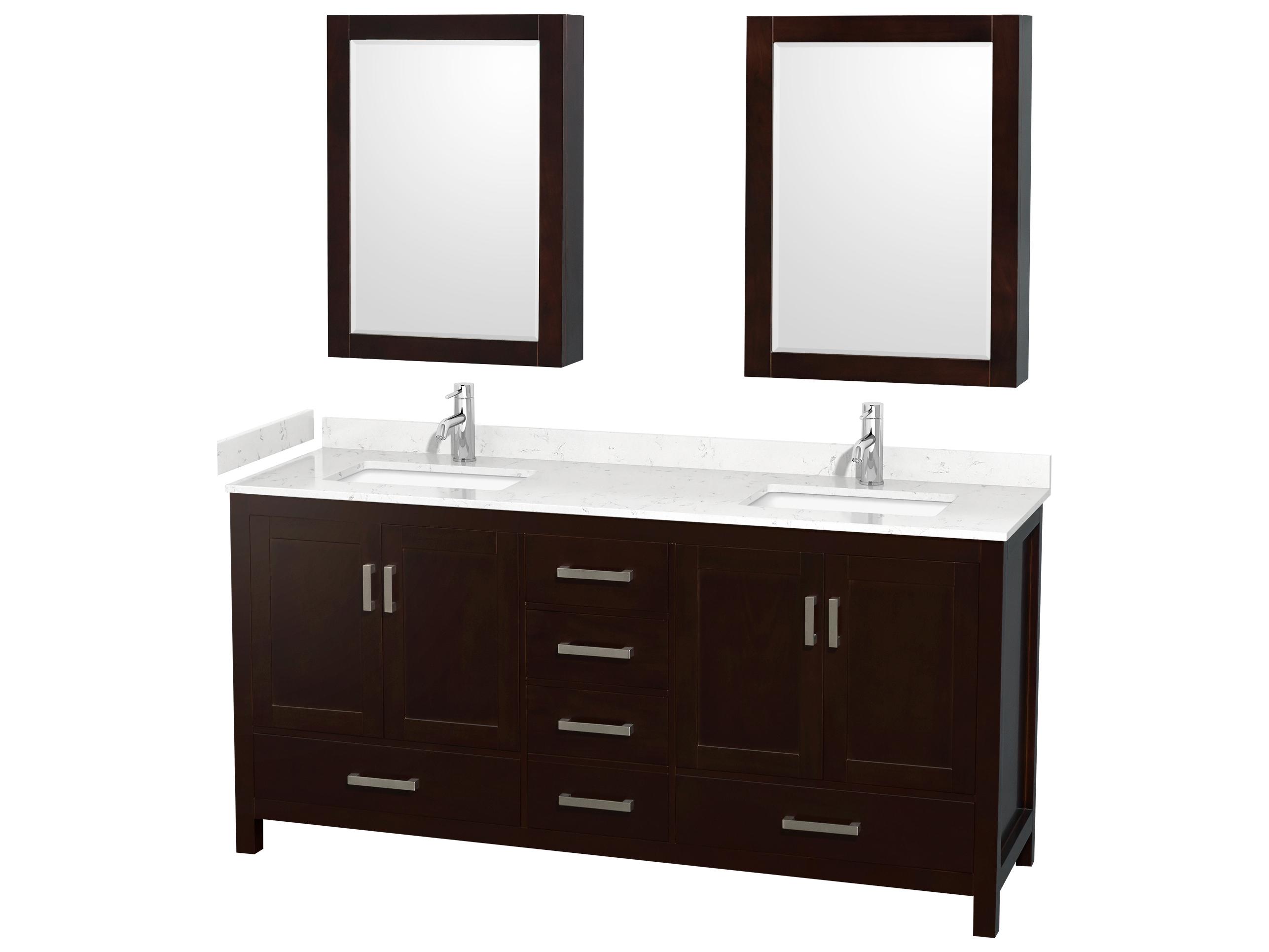 Wyndham Collection Sheffield 72" Espresso Vanity with Medicine Cabinet