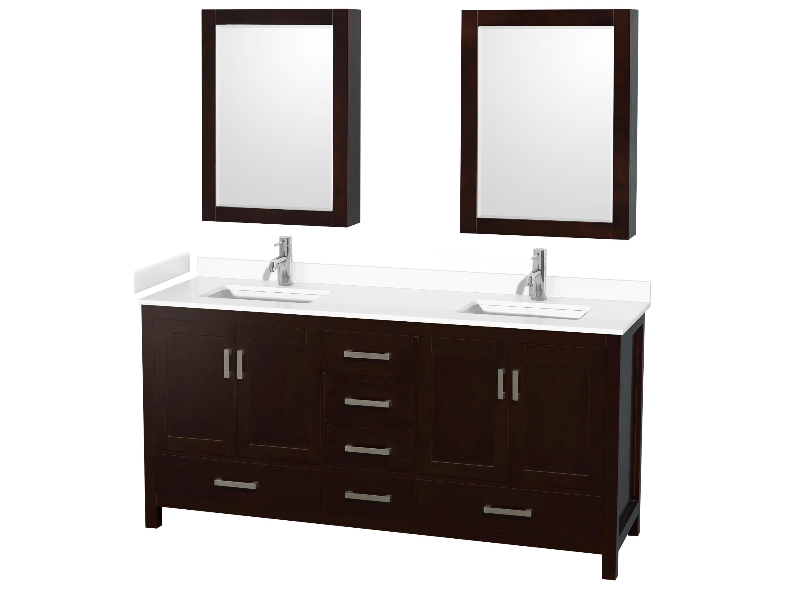 Wyndham Collection Sheffield 72" Espresso Vanity with Medicine Cabinet