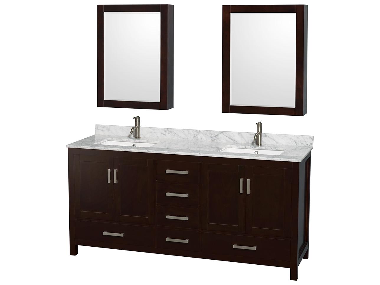 Wyndham Collection Sheffield 72" Espresso Vanity with Medicine Cabinet