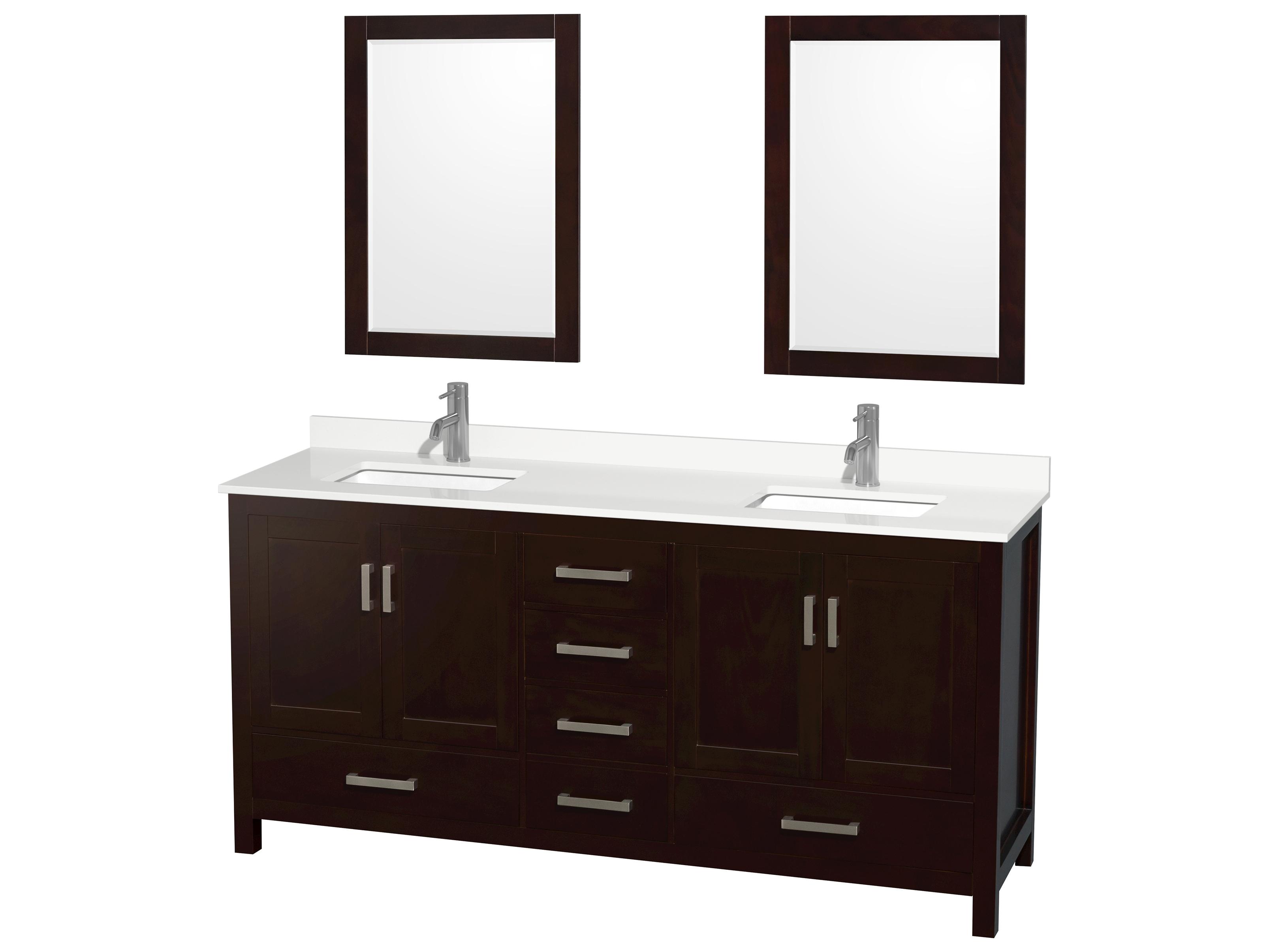 Wyndham Collection Sheffield 72" Espresso Vanity with 24" Mirror