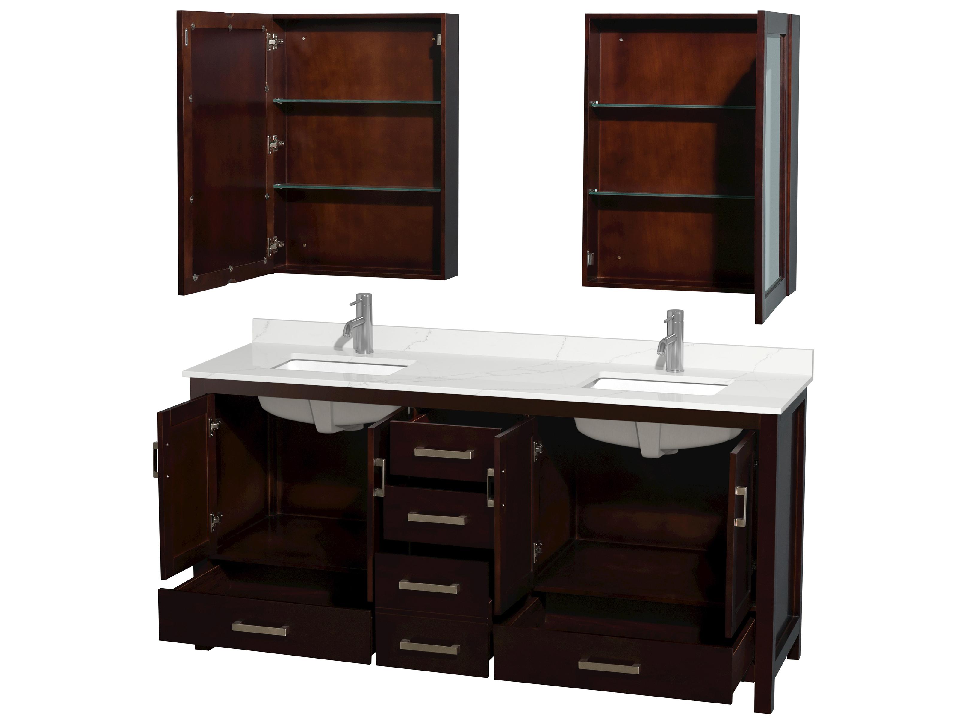 Wyndham Collection Sheffield 72" Espresso Vanity with Medicine Cabinet