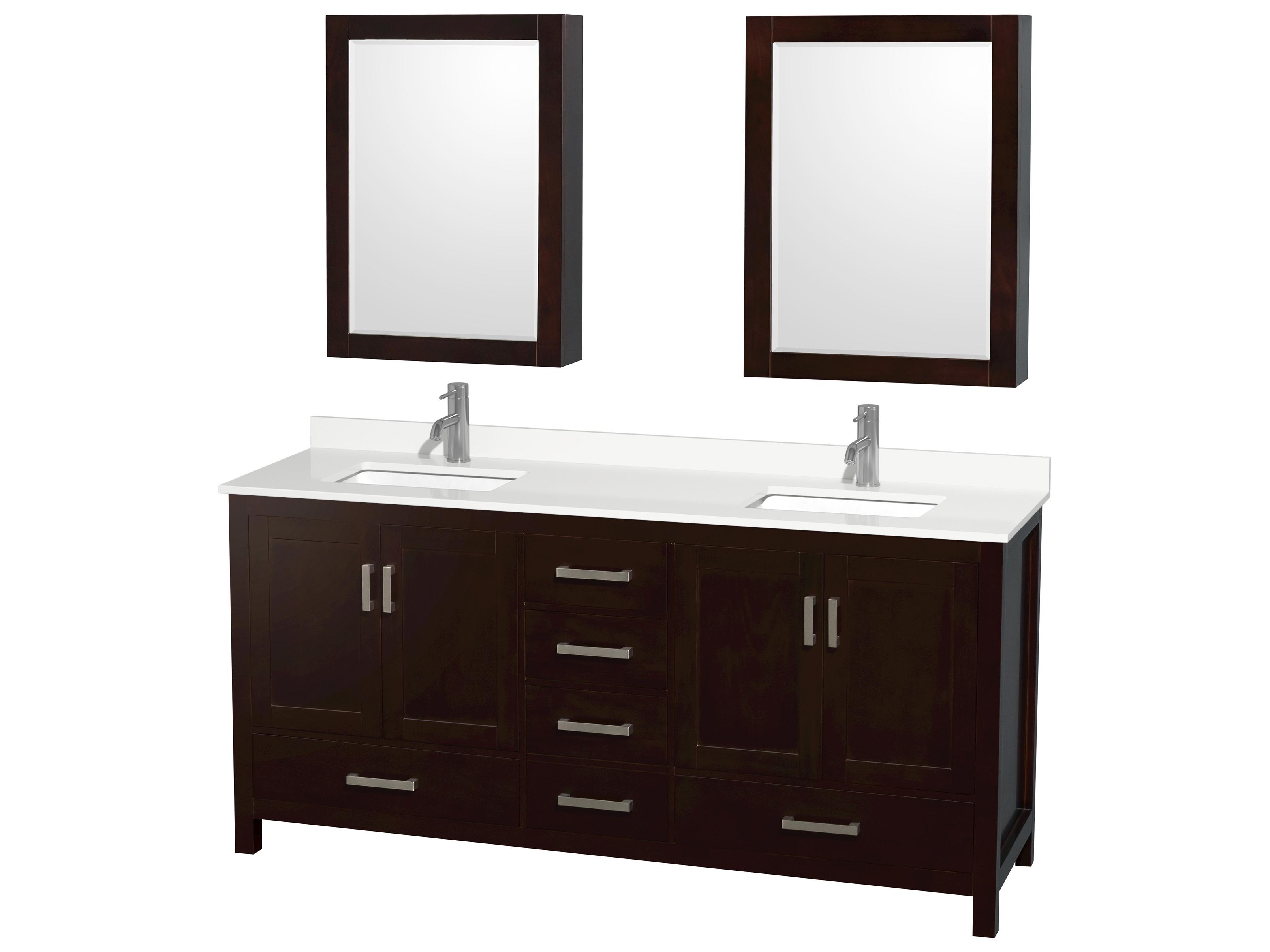 Wyndham Collection Sheffield 72" Espresso Vanity with Medicine Cabinet