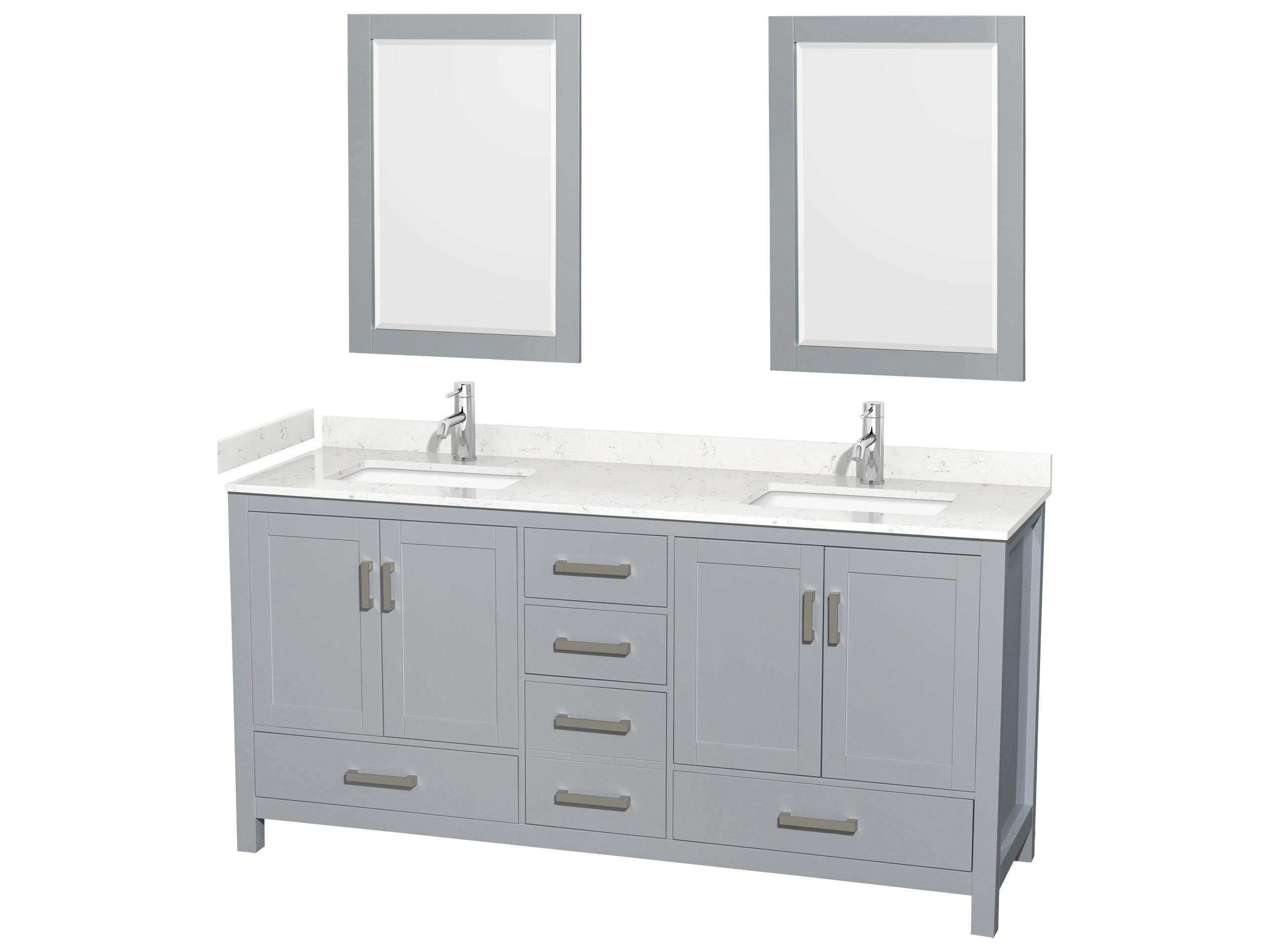 Wyndham Collection Sheffield 72" Gray Vanity with 24" Mirror