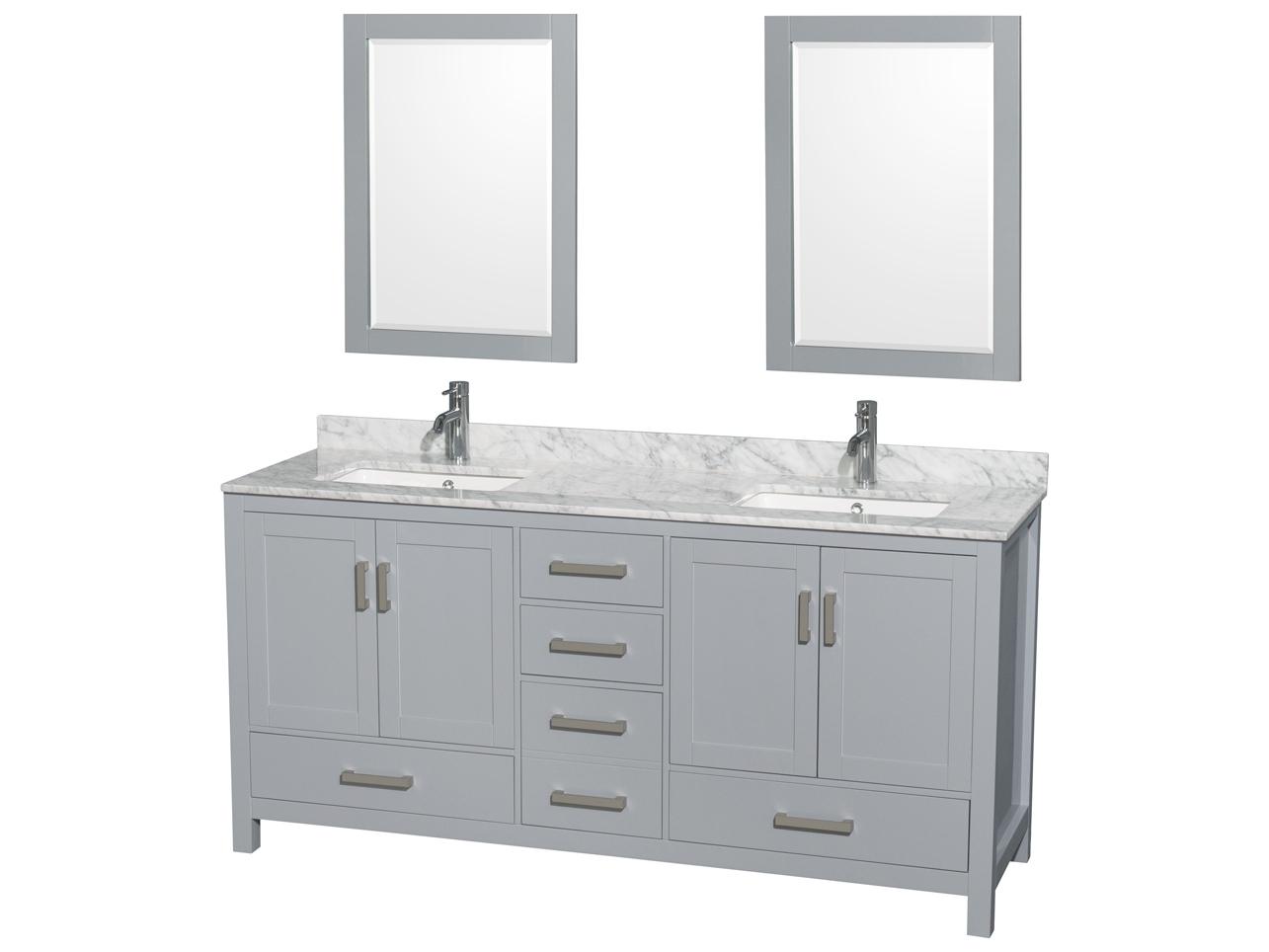 Wyndham Collection Sheffield 72" Gray Vanity with 24" Mirror