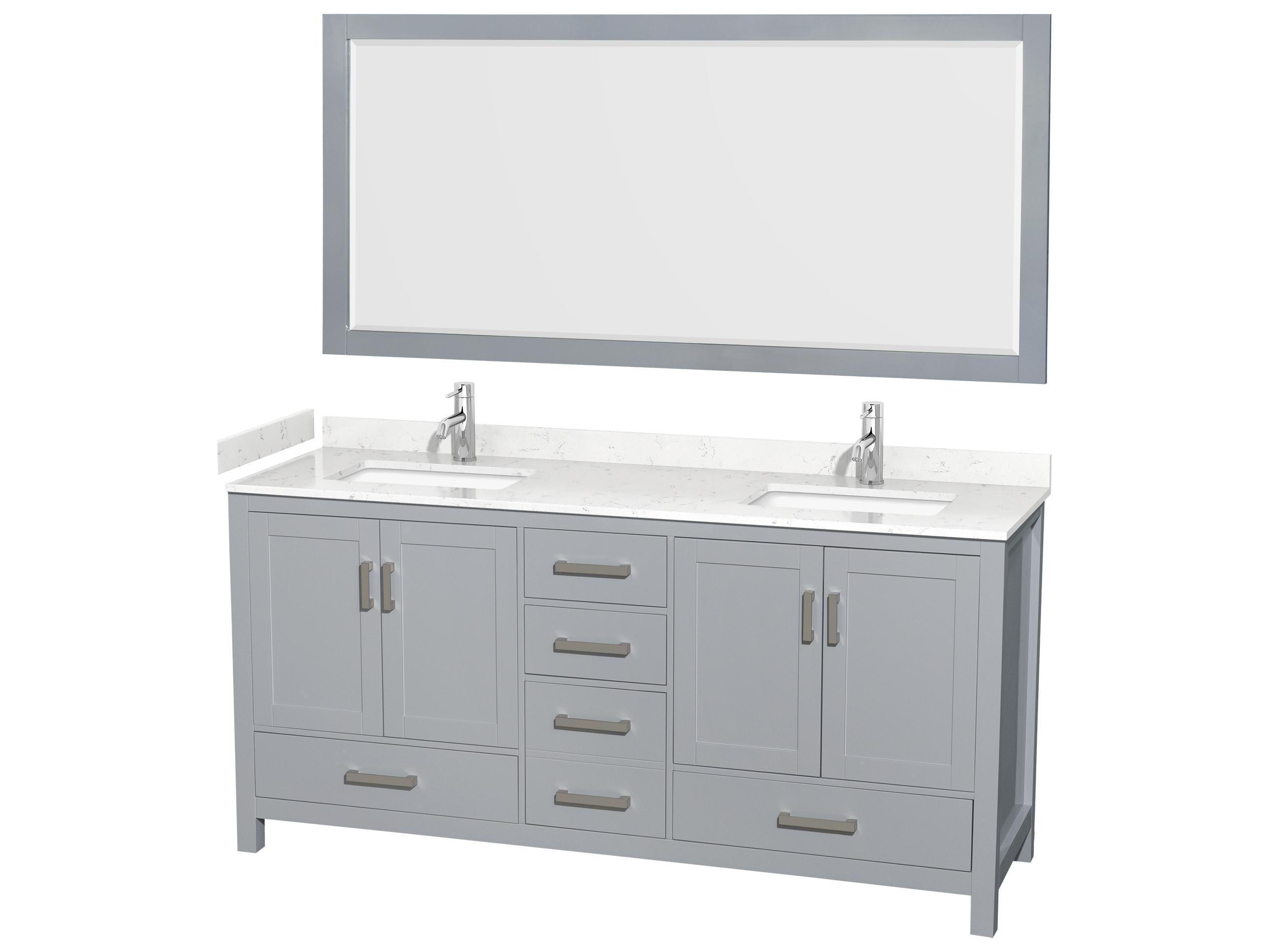 Wyndham Collection Sheffield 72" Gray Vanity with 70" Mirror