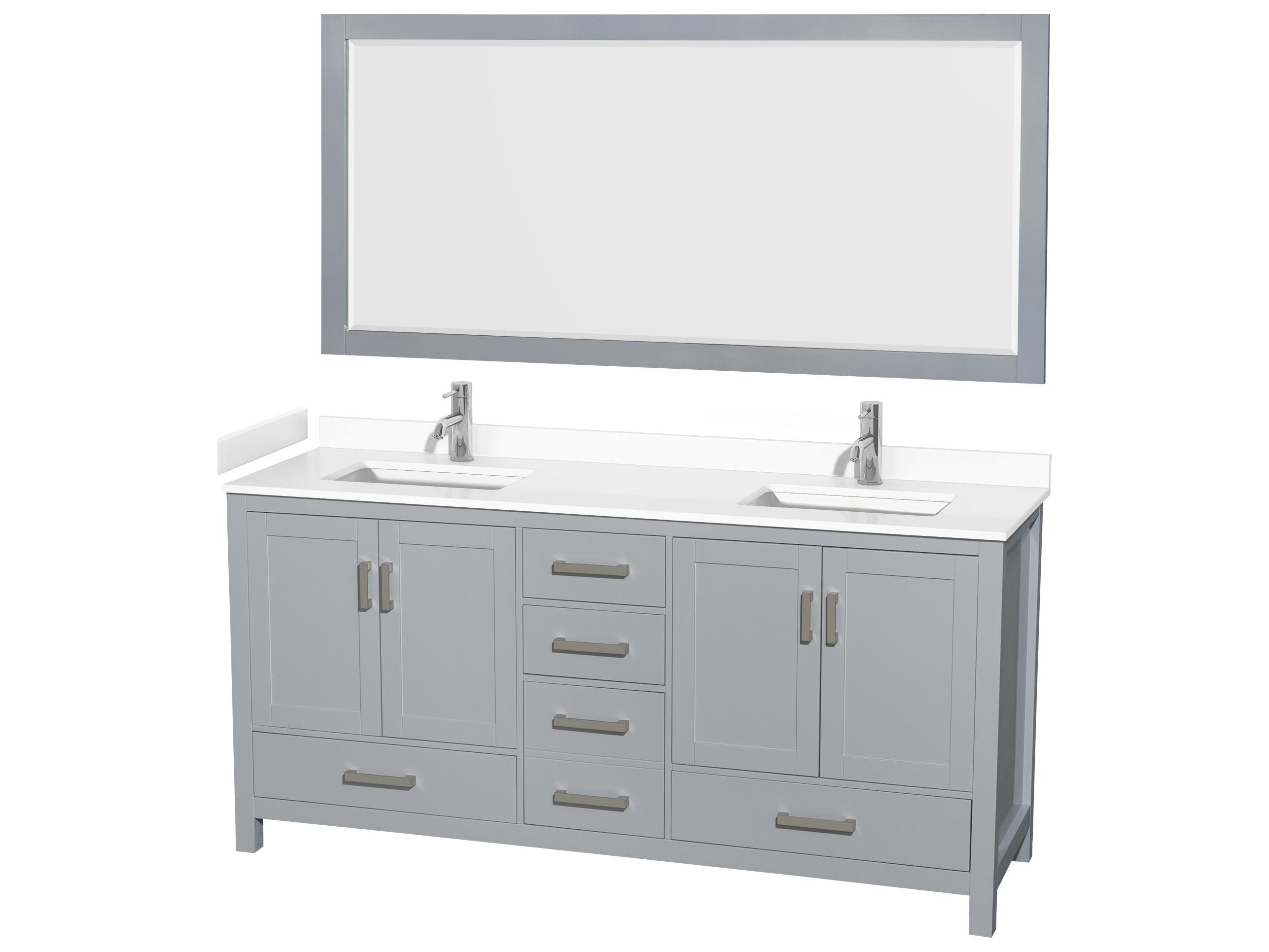 Wyndham Collection Sheffield 72" Gray Vanity with 70" Mirror