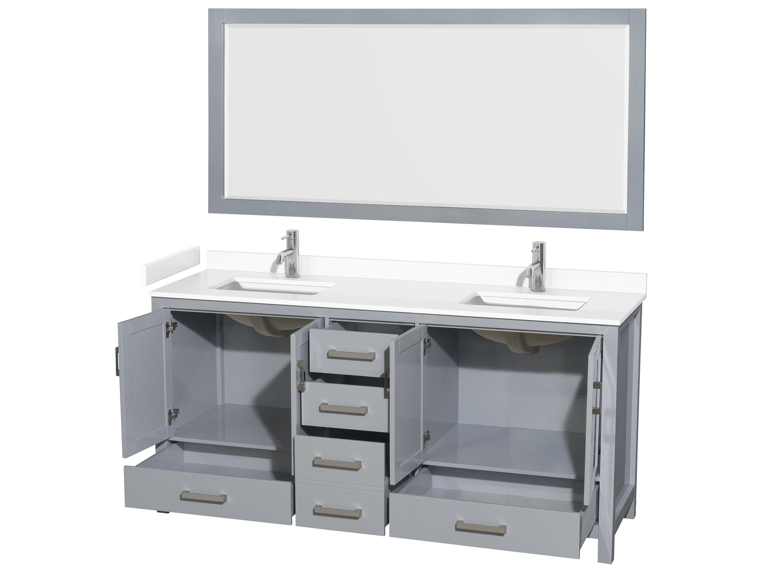 Wyndham Collection Sheffield 72" Gray Vanity with 70" Mirror