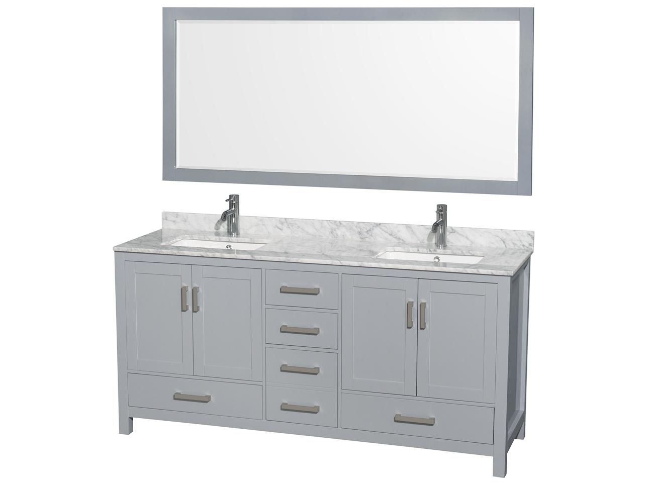 Wyndham Collection Sheffield 72" Gray Vanity with 70" Mirror