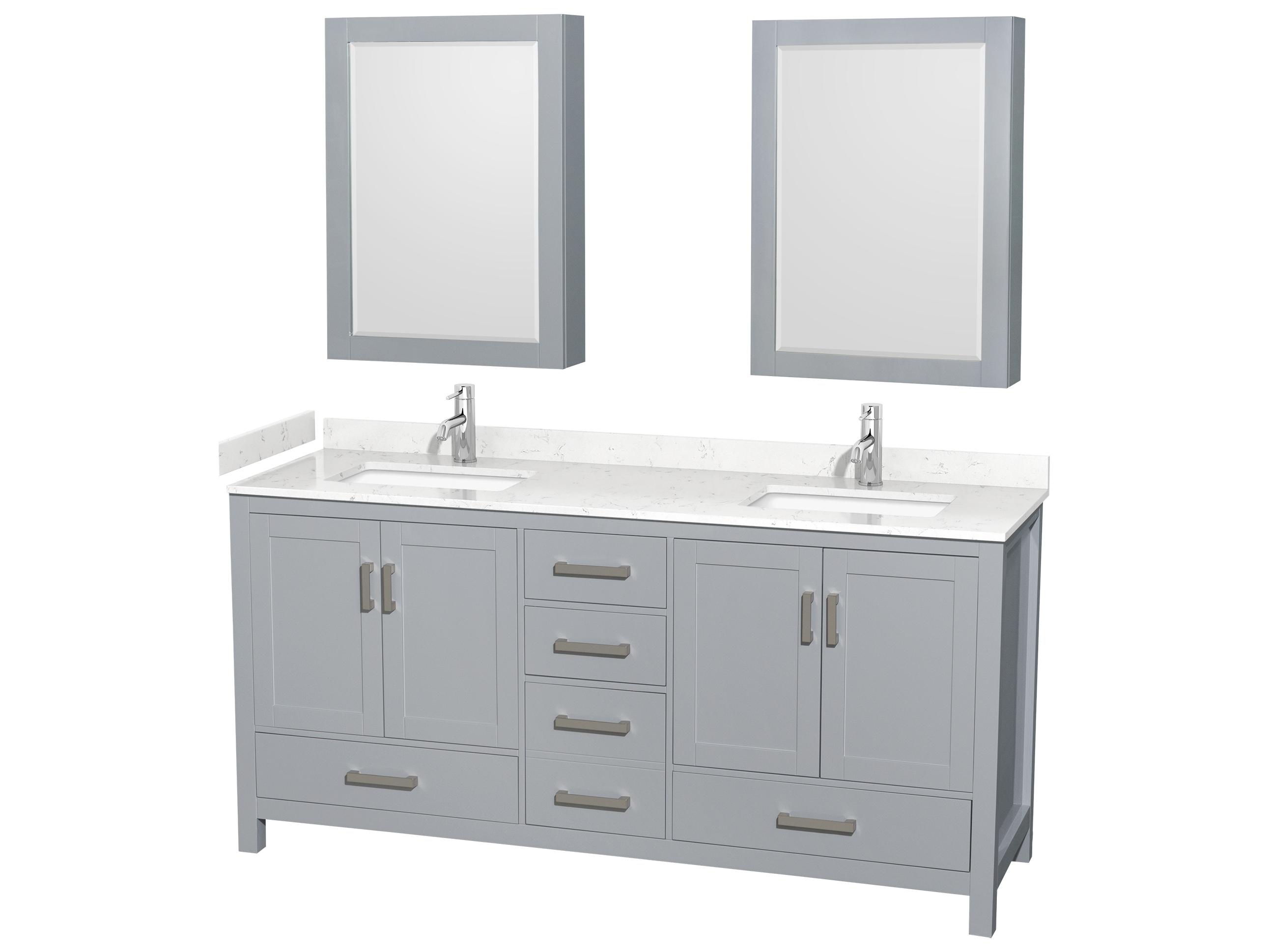 Wyndham Collection Sheffield 72" Gray Vanity with Medicine Cabinet