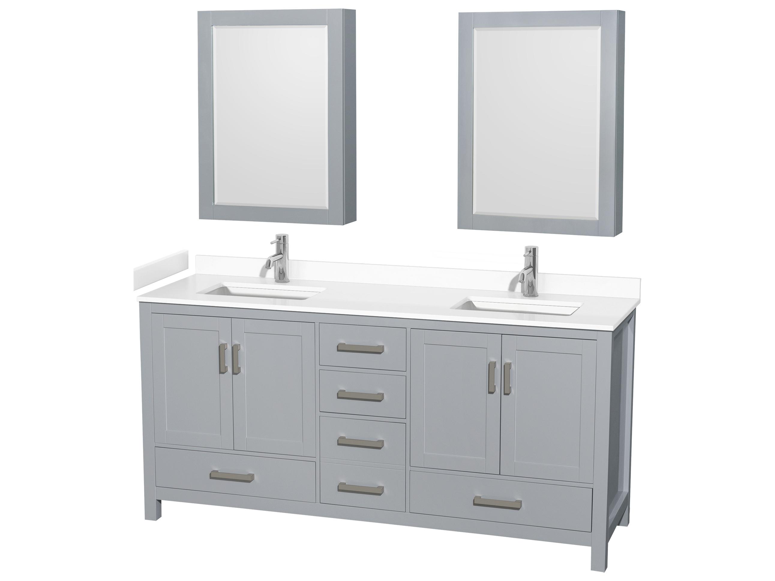 Wyndham Collection Sheffield 72" Gray Vanity with Medicine Cabinet