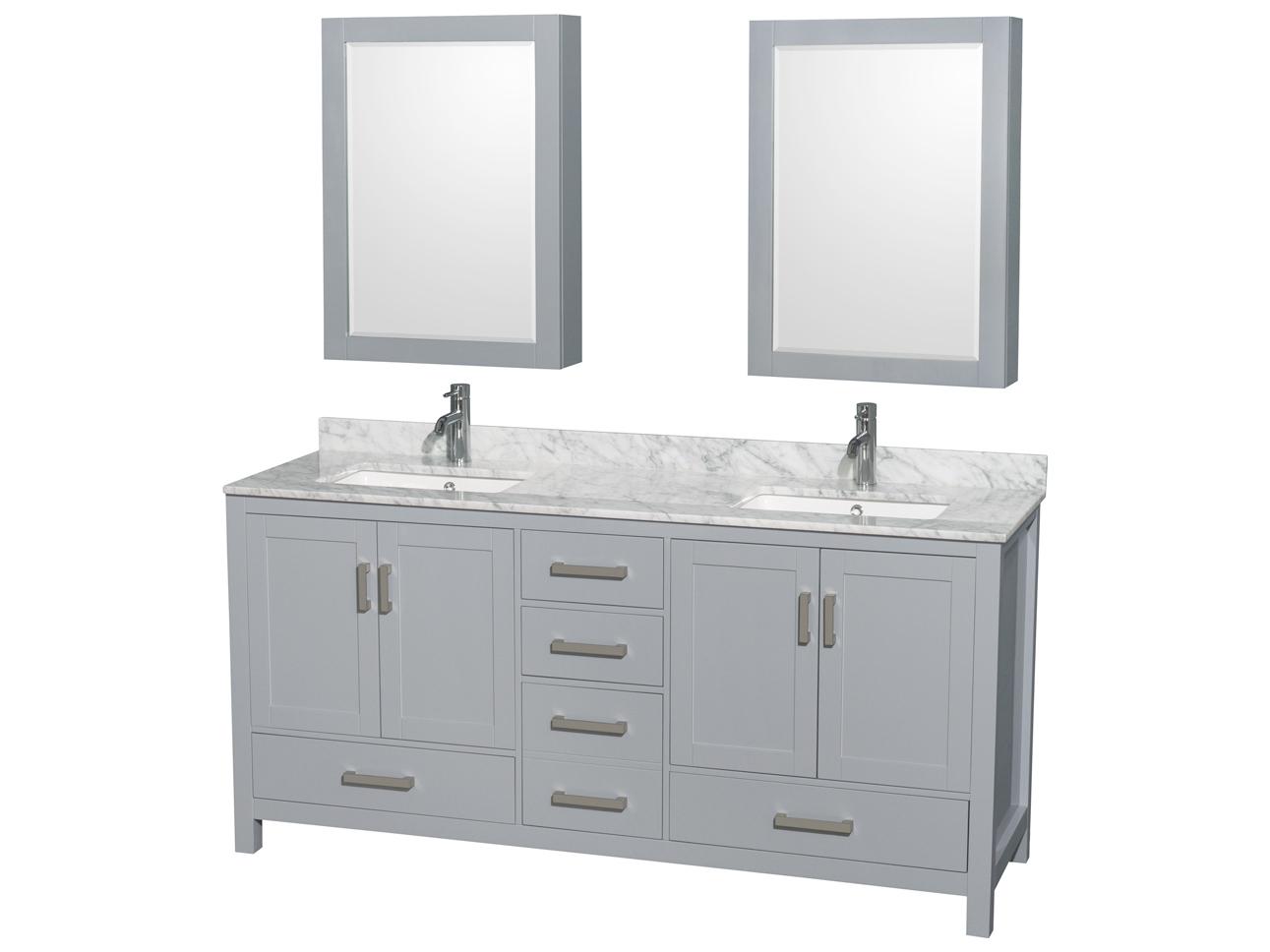 Wyndham Collection Sheffield 72" Gray Vanity with Medicine Cabinet