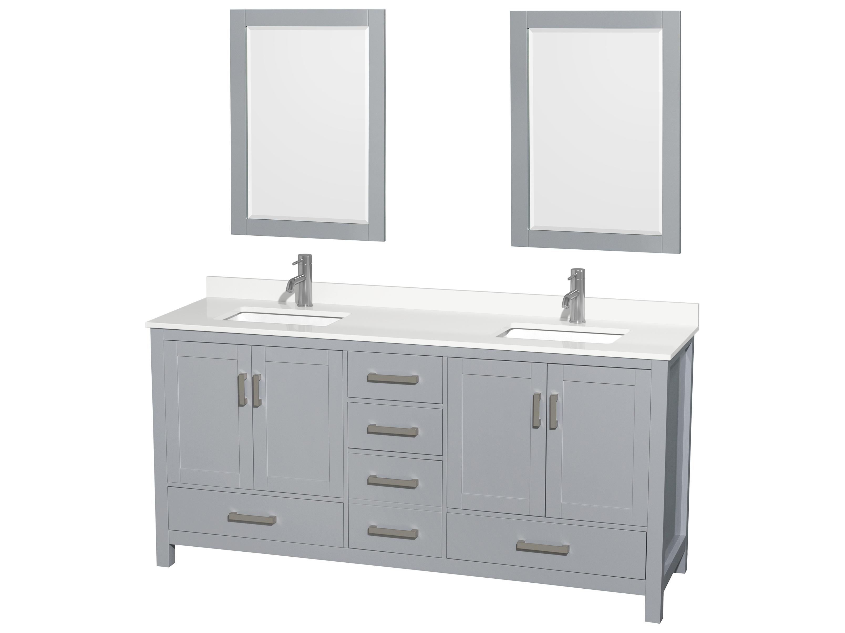 Wyndham Collection Sheffield 72" Gray Vanity with 24" Mirror