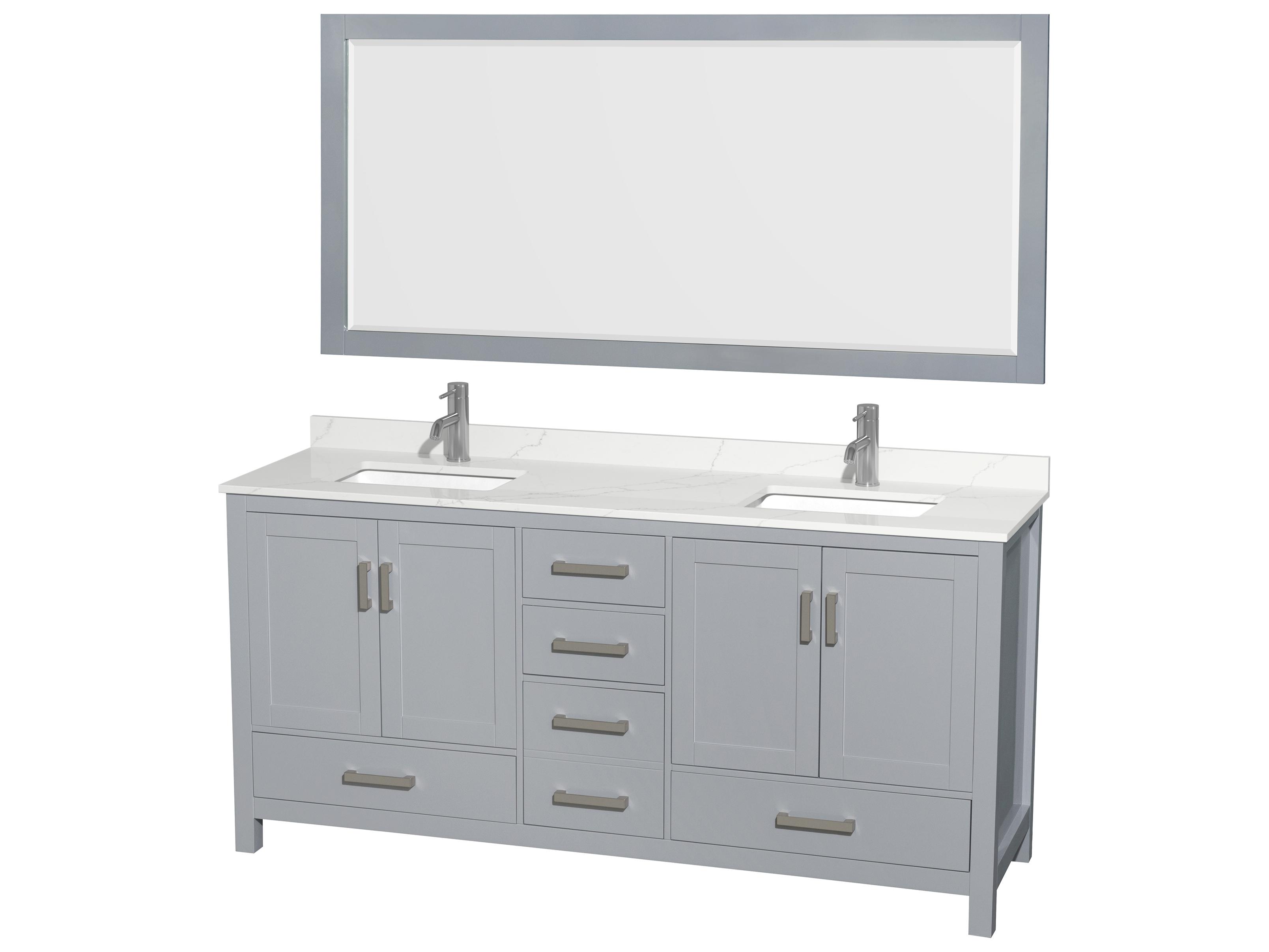 Wyndham Collection Sheffield 72" Gray Vanity with 70" Mirror