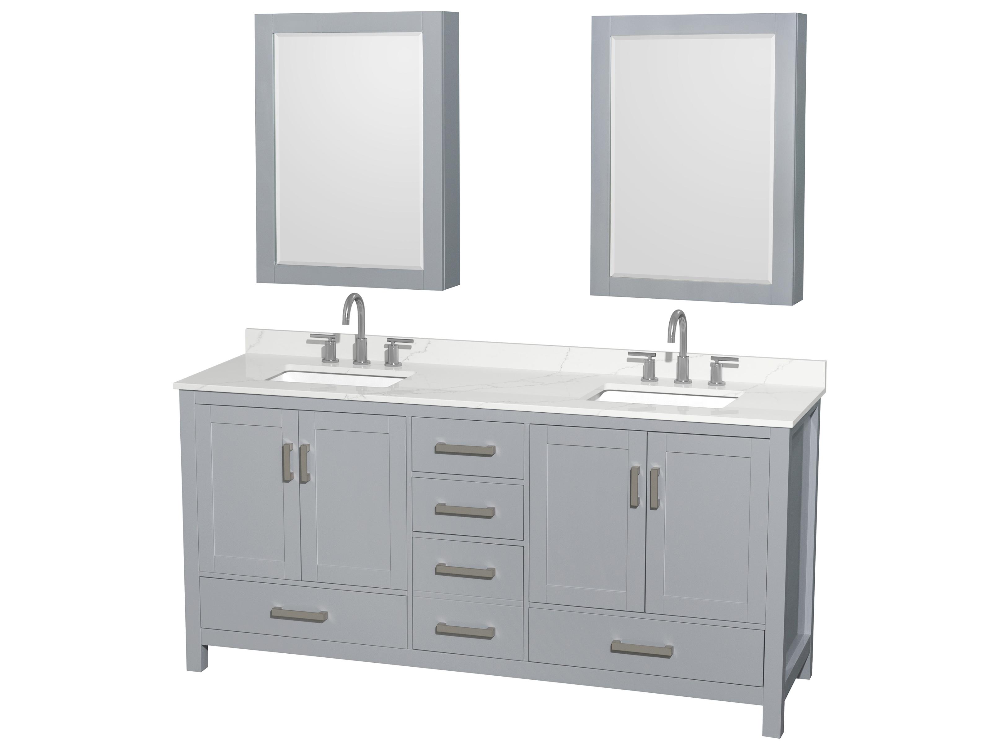 Wyndham Collection Sheffield 72" Gray Vanity with Medicine Cabinet