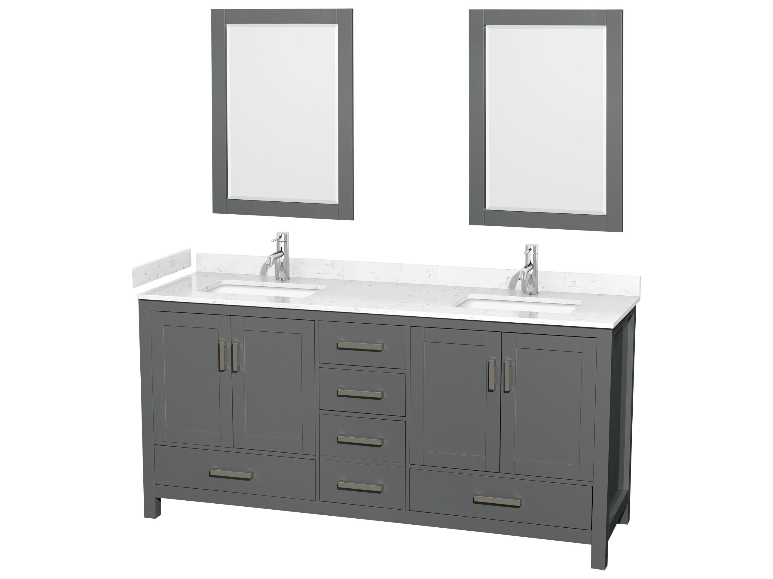 Wyndham Collection Sheffield 72" Dark Gray Vanity with 24" Mirror