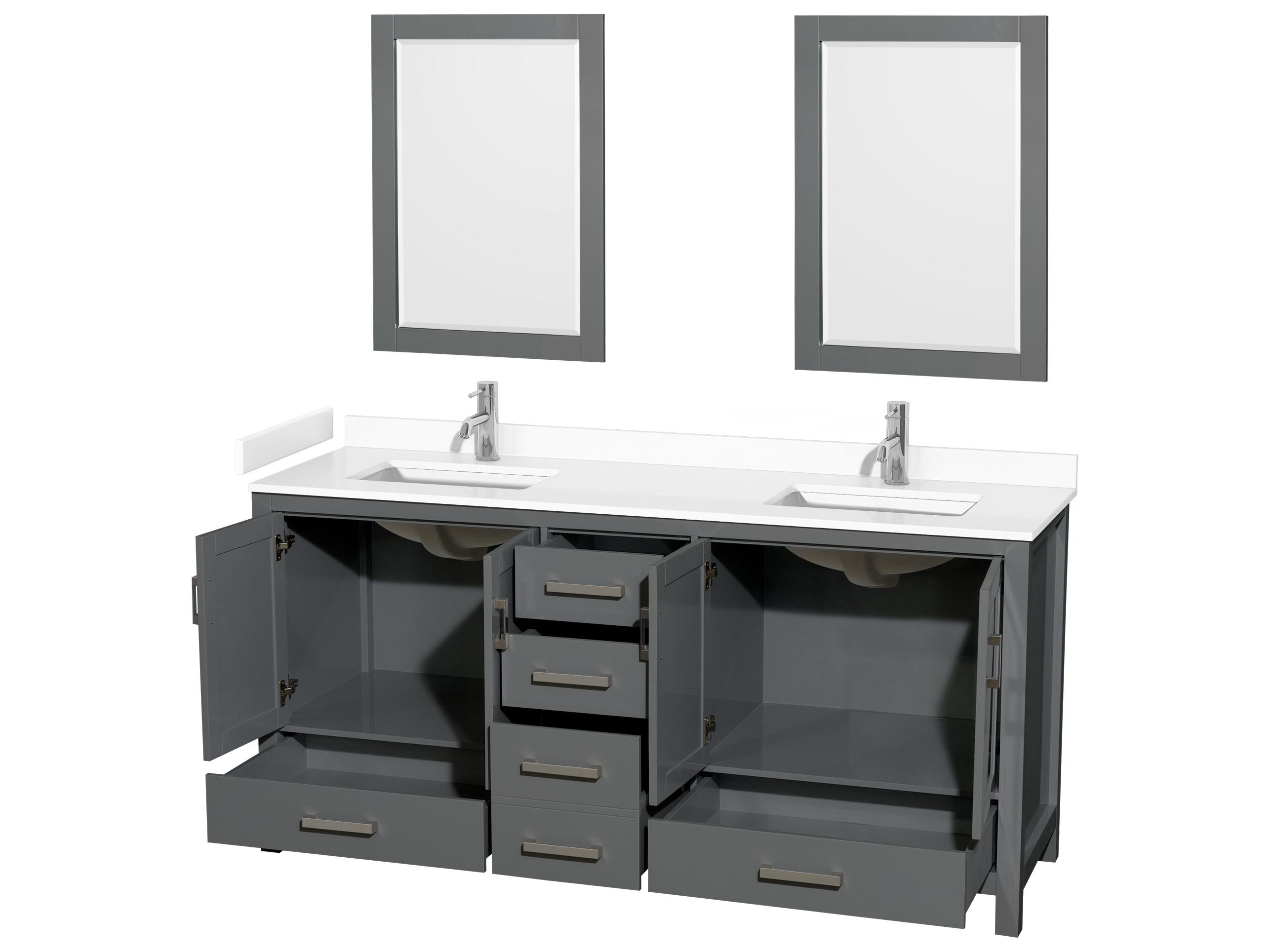 Wyndham Collection Sheffield 72" Dark Gray Vanity with 24" Mirror