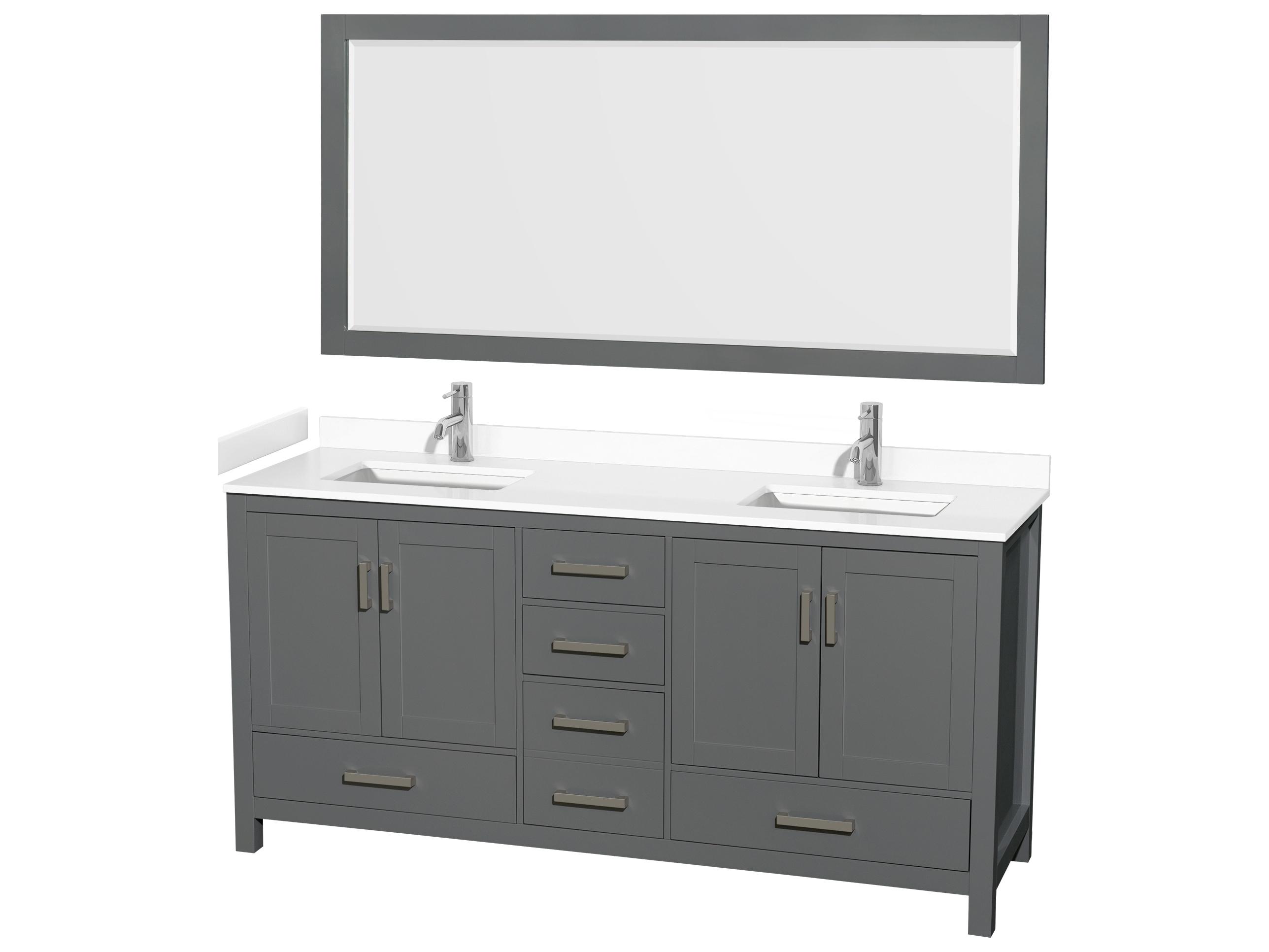Wyndham Collection Sheffield 72" Dark Gray Vanity with 70" Mirror