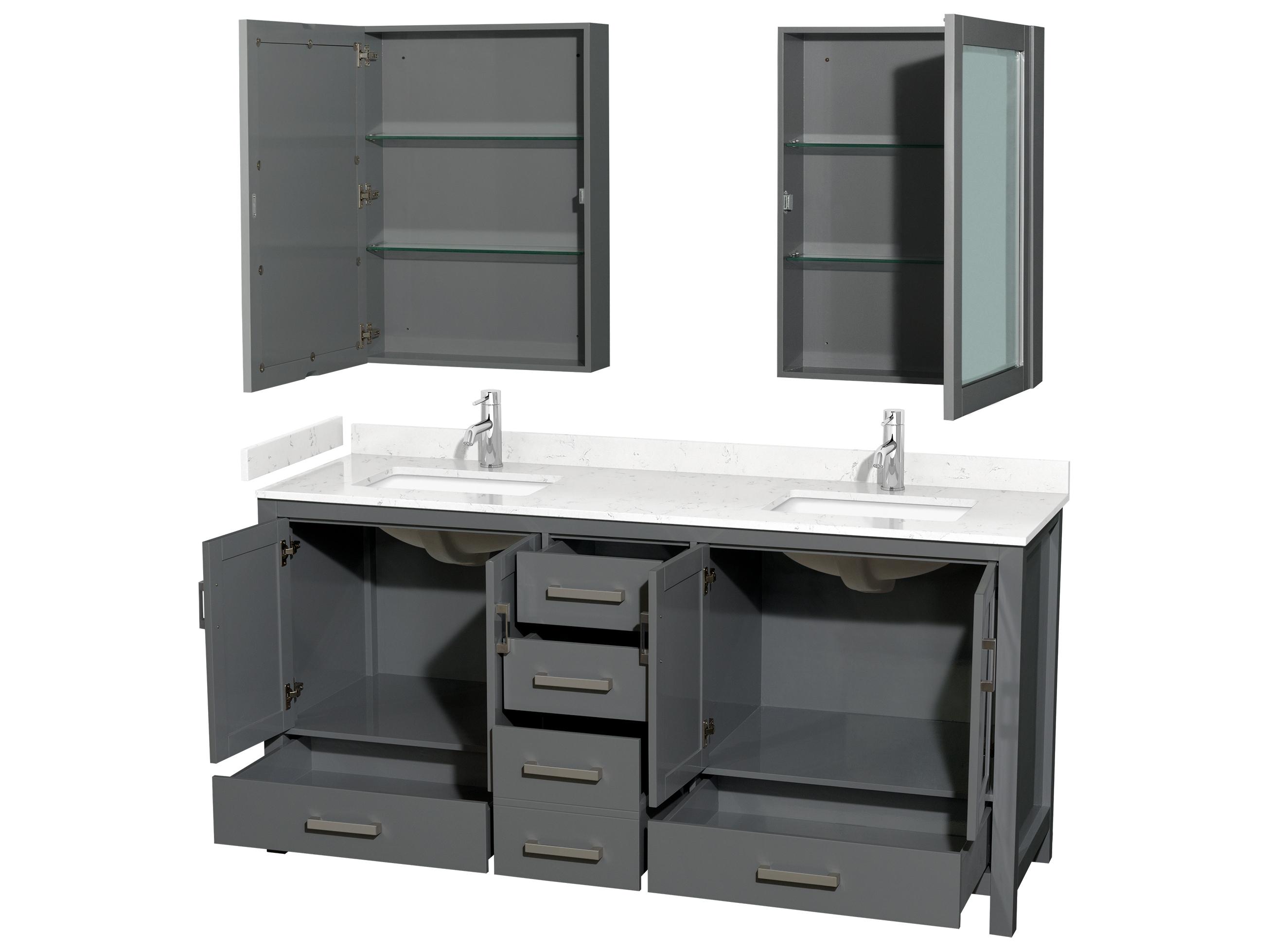 Wyndham Collection Sheffield 72" Dark Gray Vanity with Medicine Cabinet