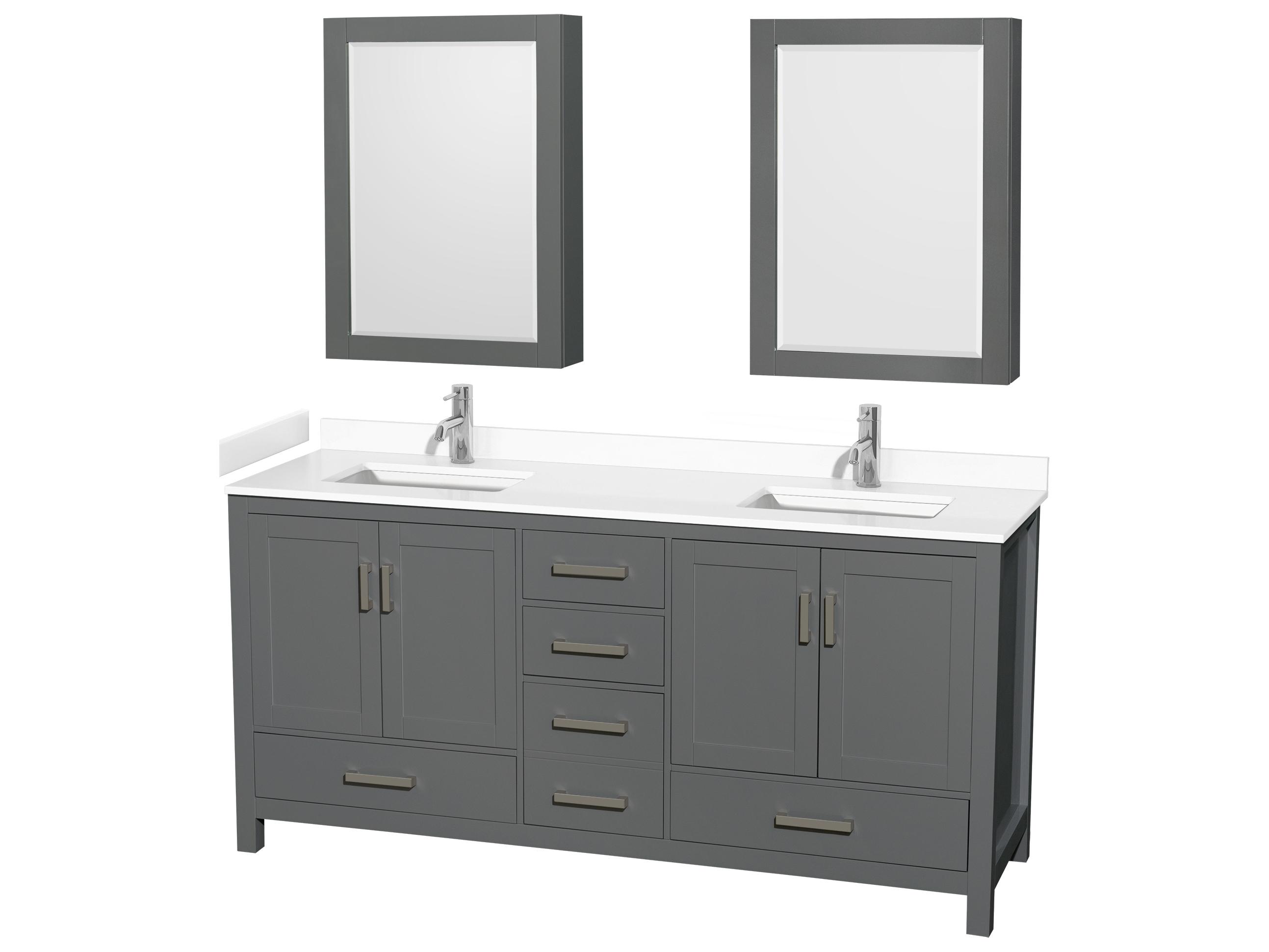 Wyndham Collection Sheffield 72" Dark Gray Vanity with Medicine Cabinet