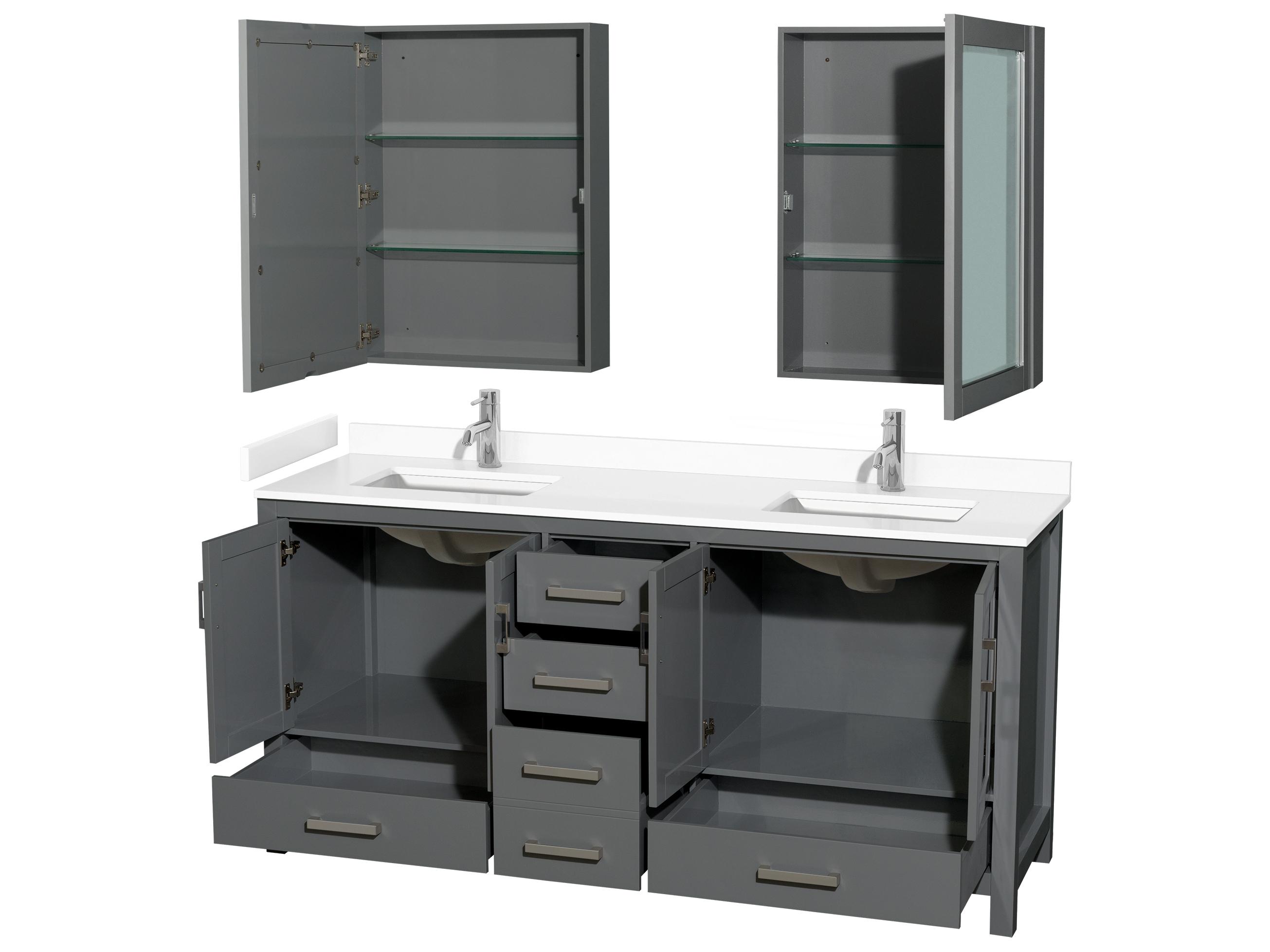 Wyndham Collection Sheffield 72" Dark Gray Vanity with Medicine Cabinet