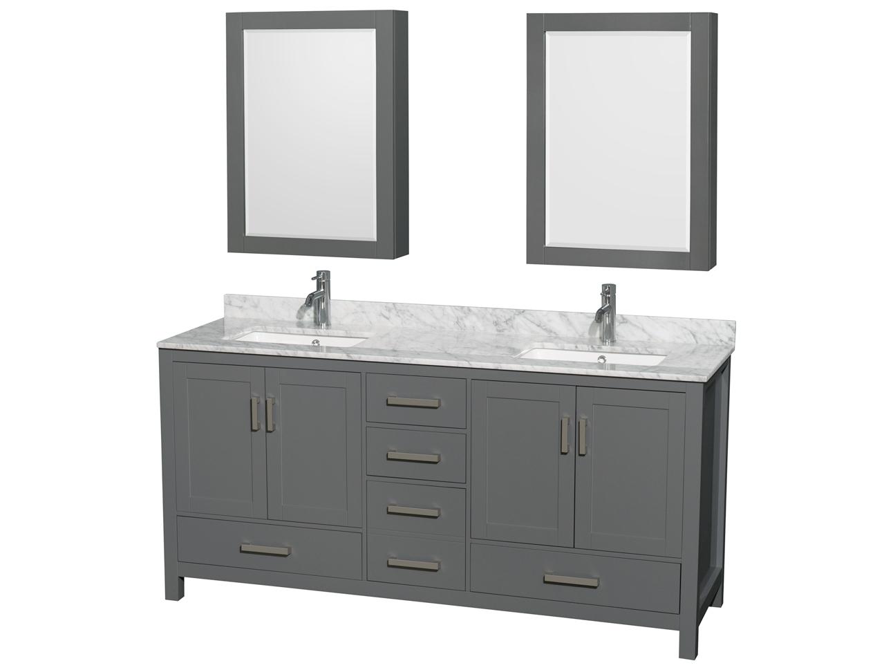 Wyndham Collection Sheffield 72" Dark Gray Vanity with Medicine Cabinet