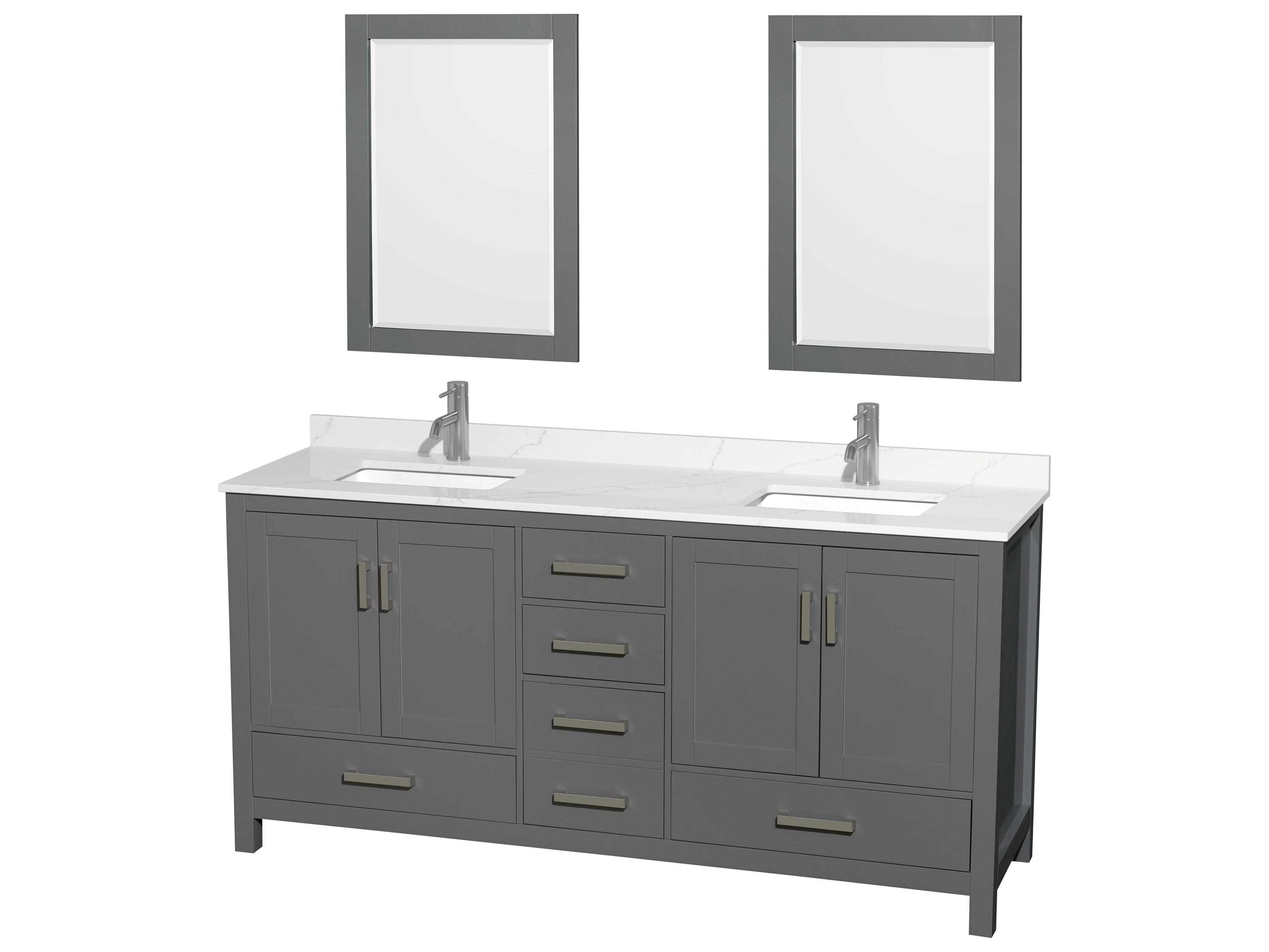 Wyndham Collection Sheffield 72" Dark Gray Vanity with 24" Mirror
