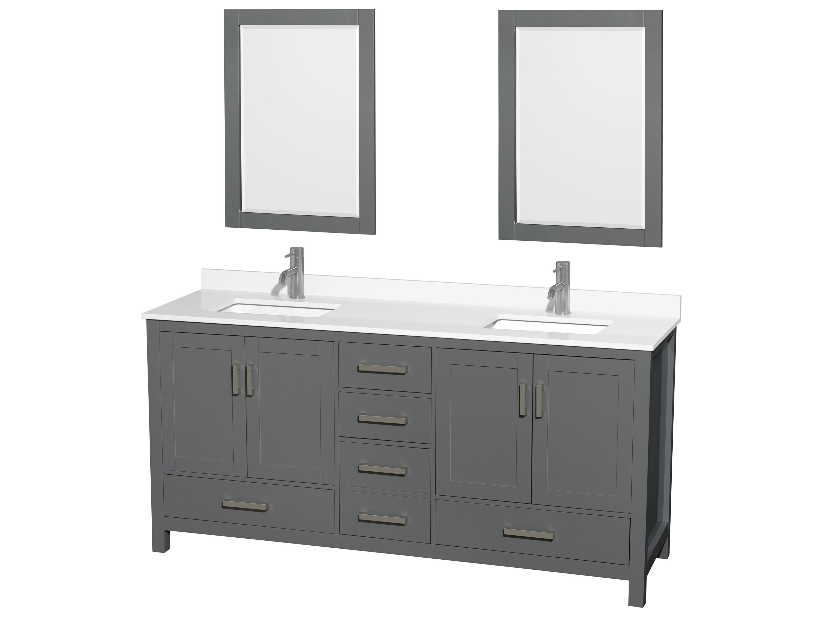 Wyndham Collection Sheffield 72" Dark Gray Vanity with 24" Mirror