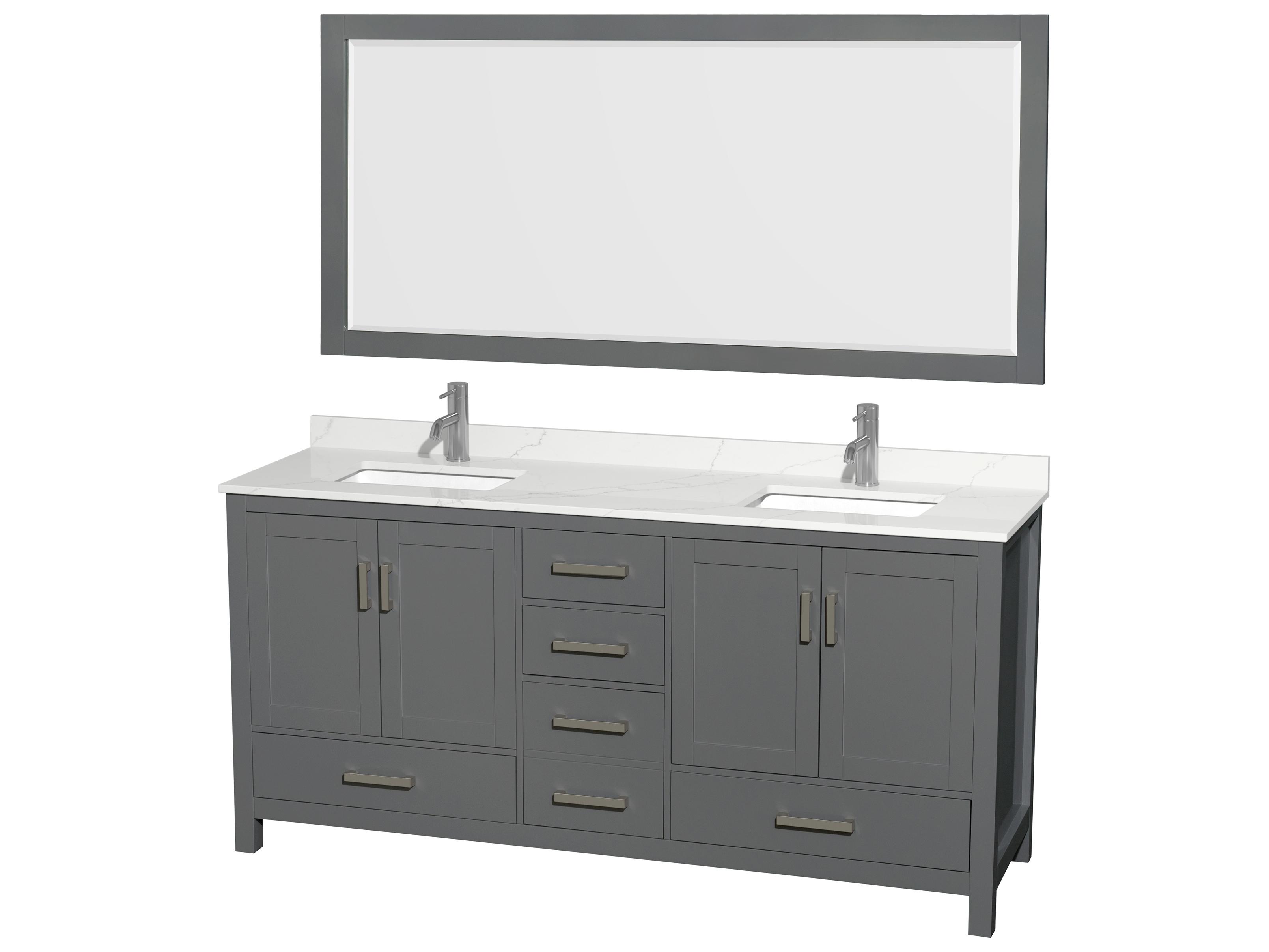 Wyndham Collection Sheffield 72" Dark Gray Vanity with 70" Mirror