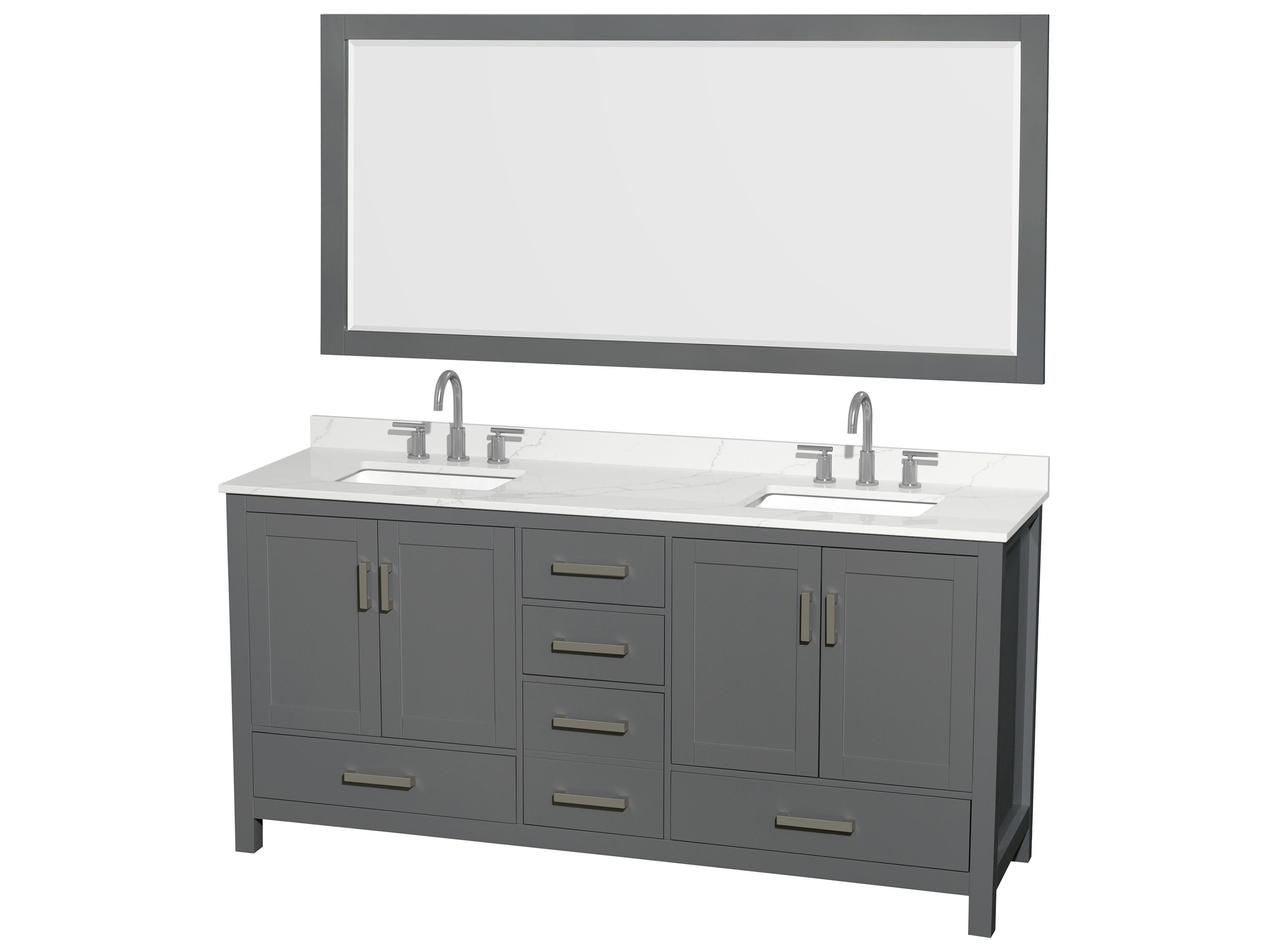 Wyndham Collection Sheffield 72" Dark Gray Vanity with 70" Mirror