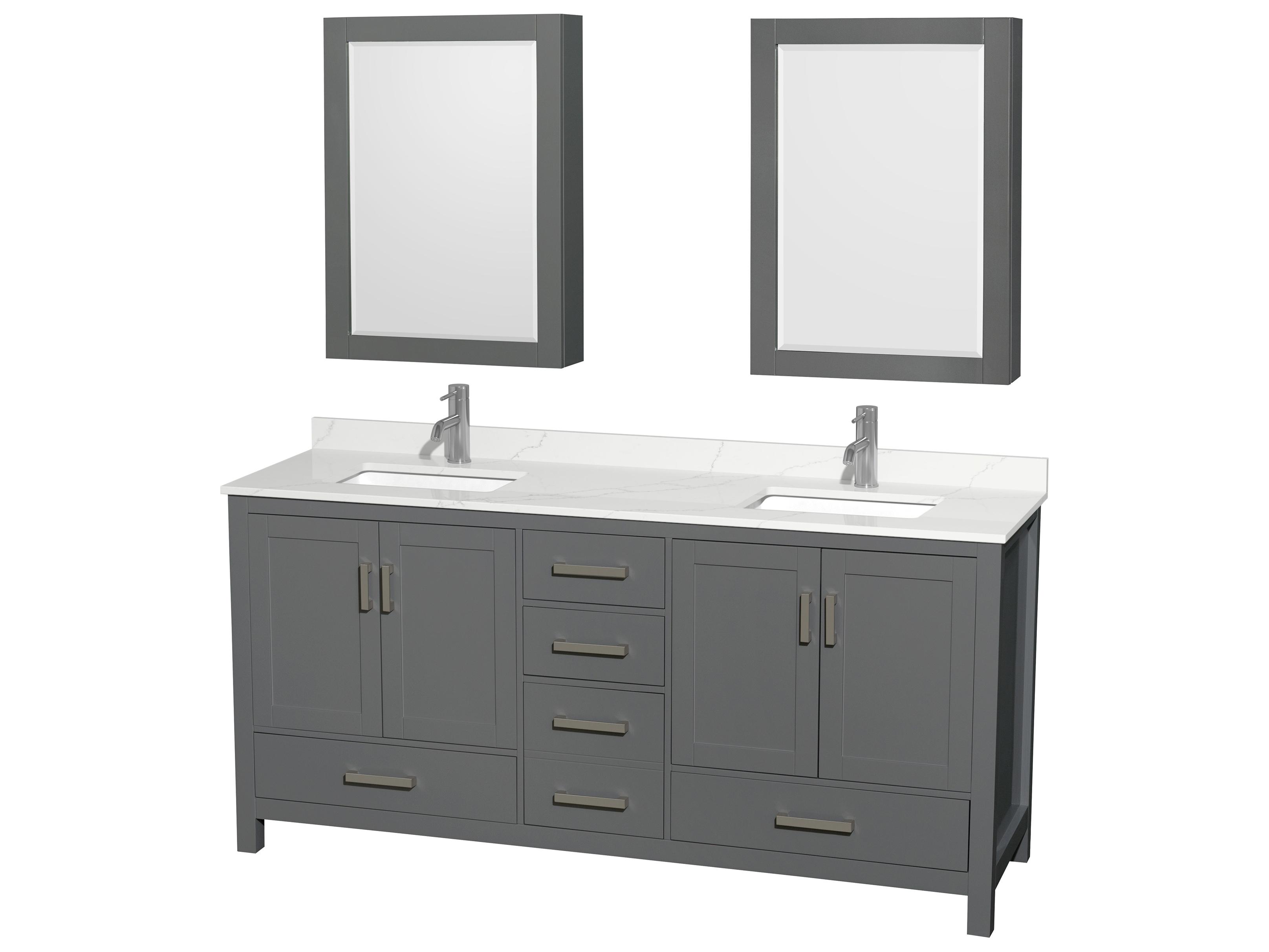 Wyndham Collection Sheffield 72" Dark Gray Vanity with Medicine Cabinet