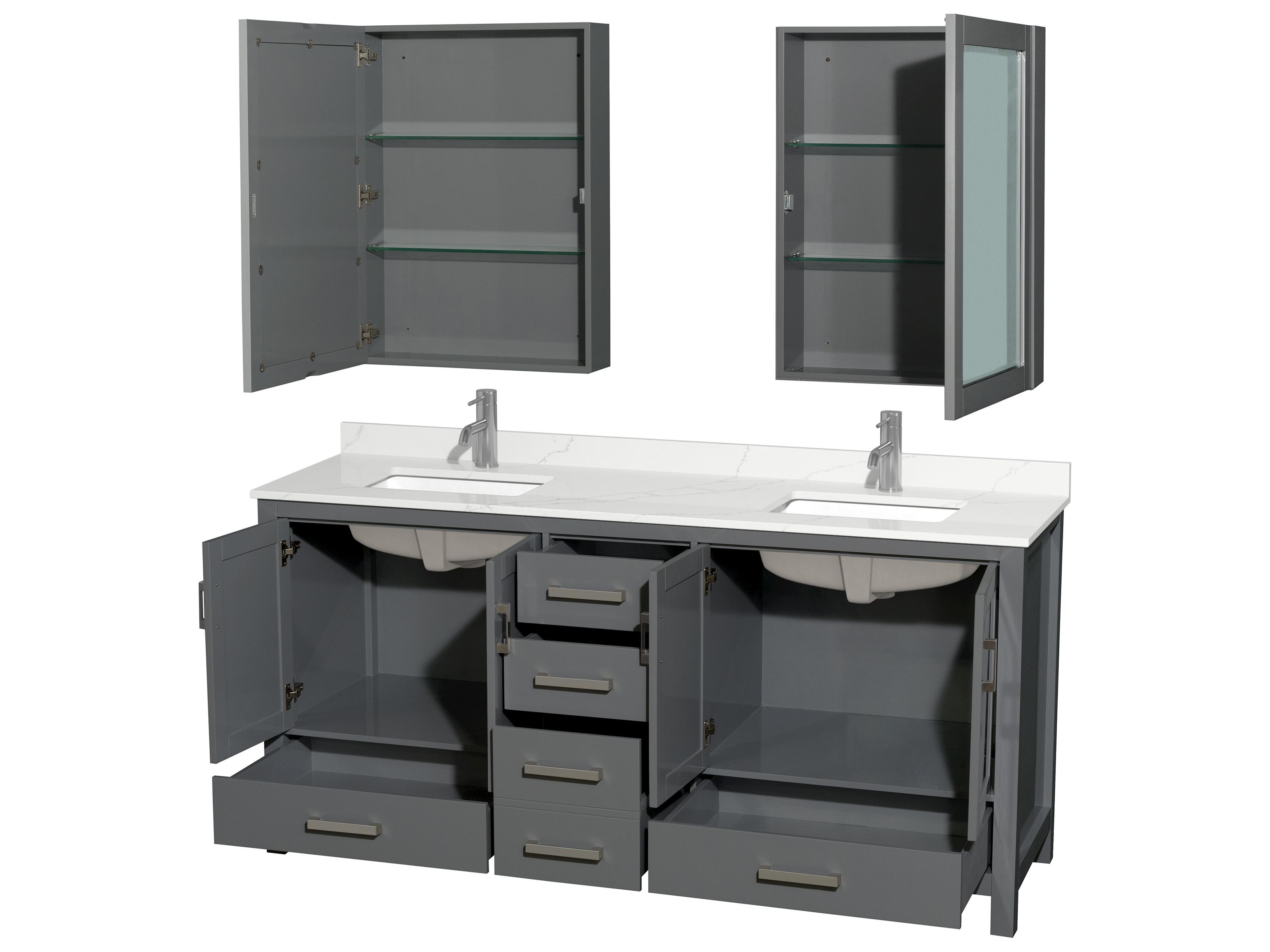 Wyndham Collection Sheffield 72" Dark Gray Vanity with Medicine Cabinet