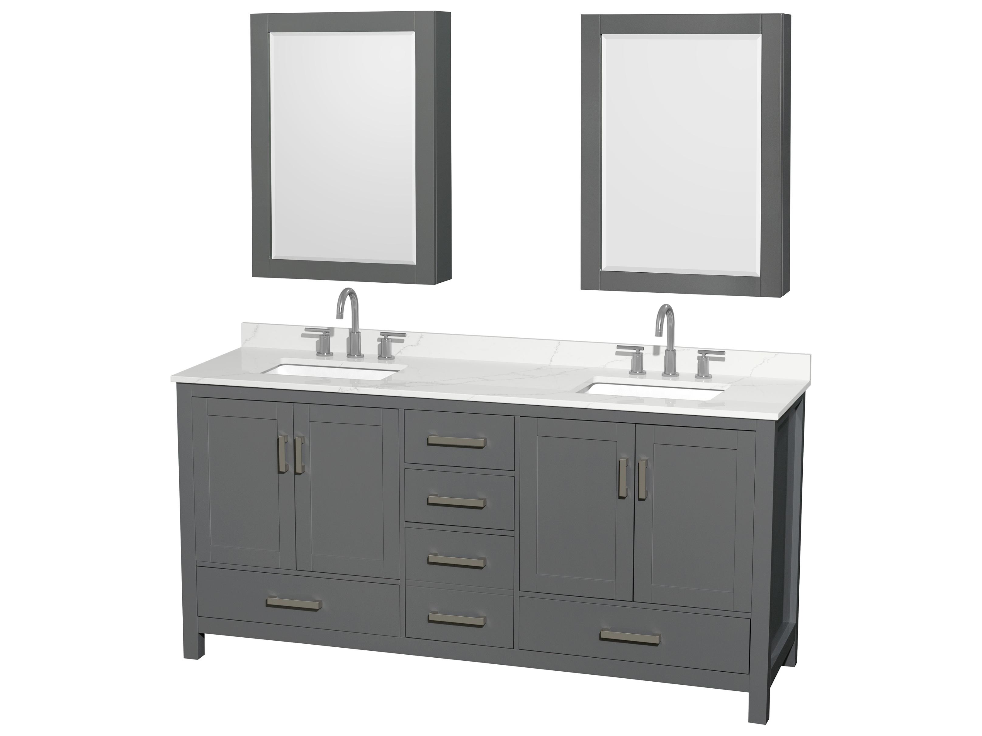 Wyndham Collection Sheffield 72" Dark Gray Vanity with Medicine Cabinet