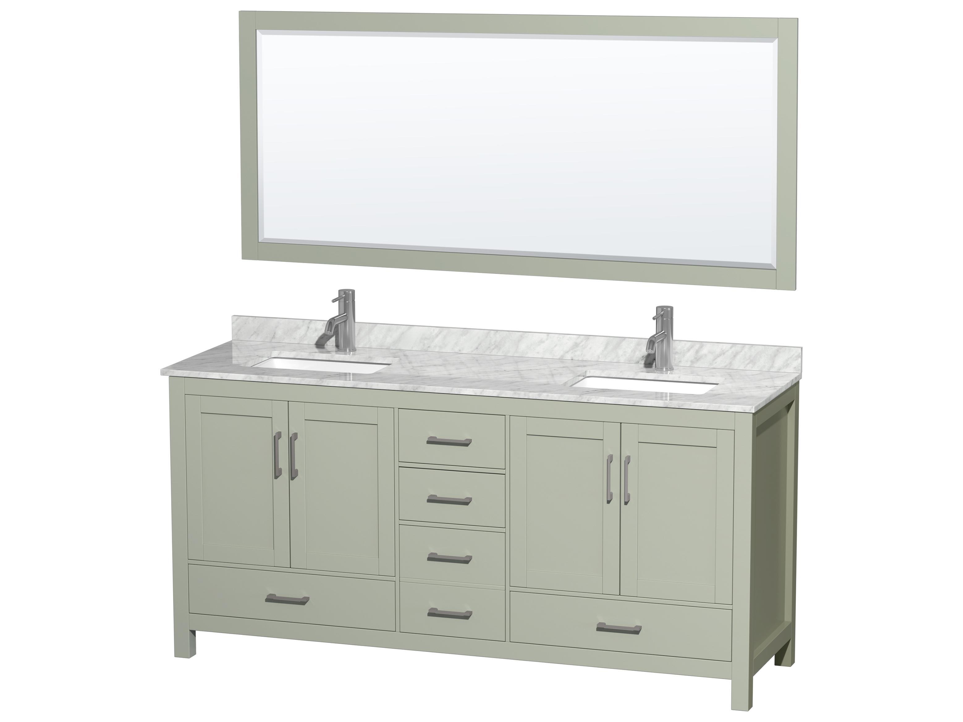 Wyndham Collection Sheffield 72" Light Green Vanity with 70" Mirror