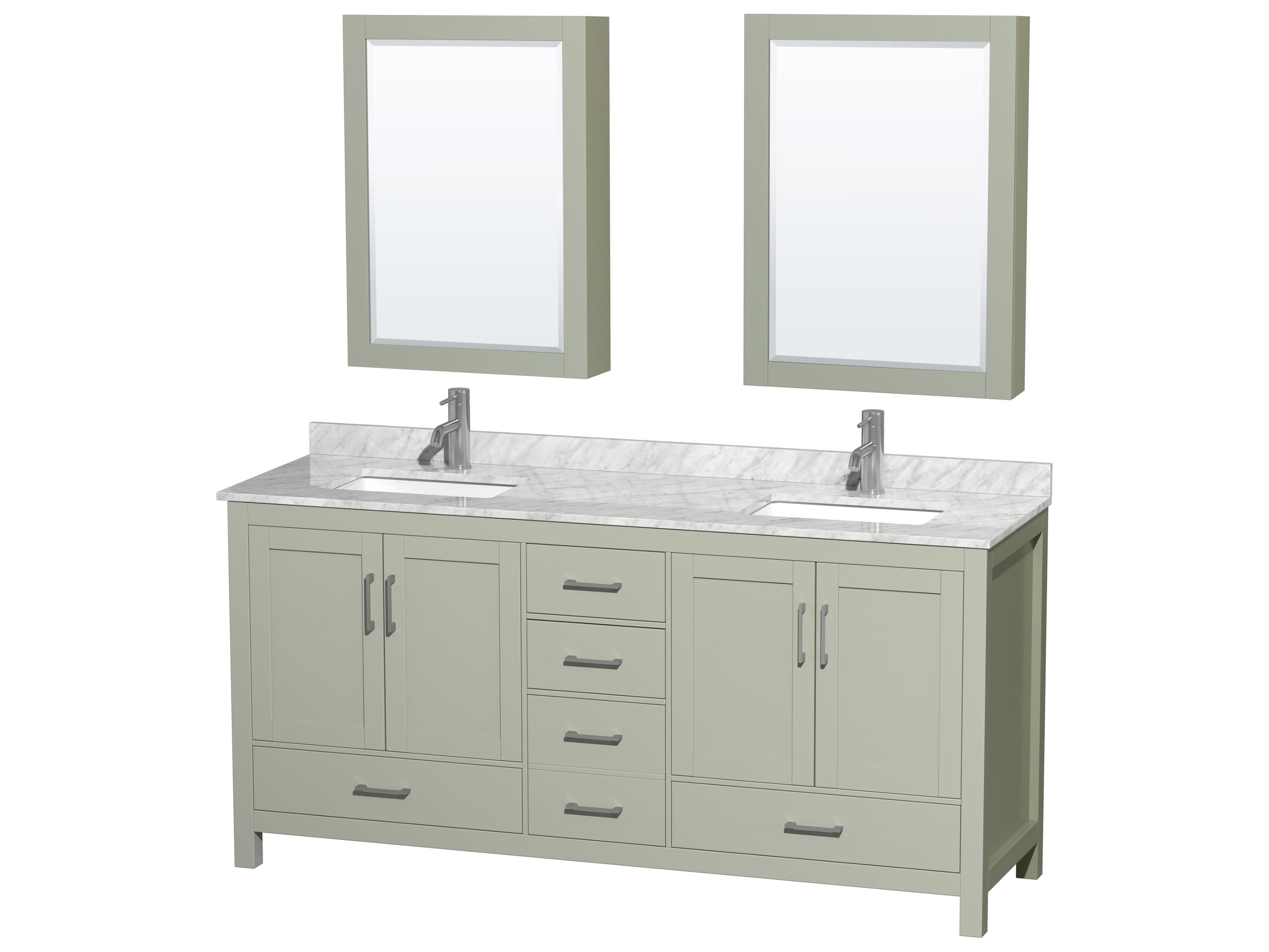 Wyndham Collection Sheffield 72" Light Green Vanity with Medicine Cabinet