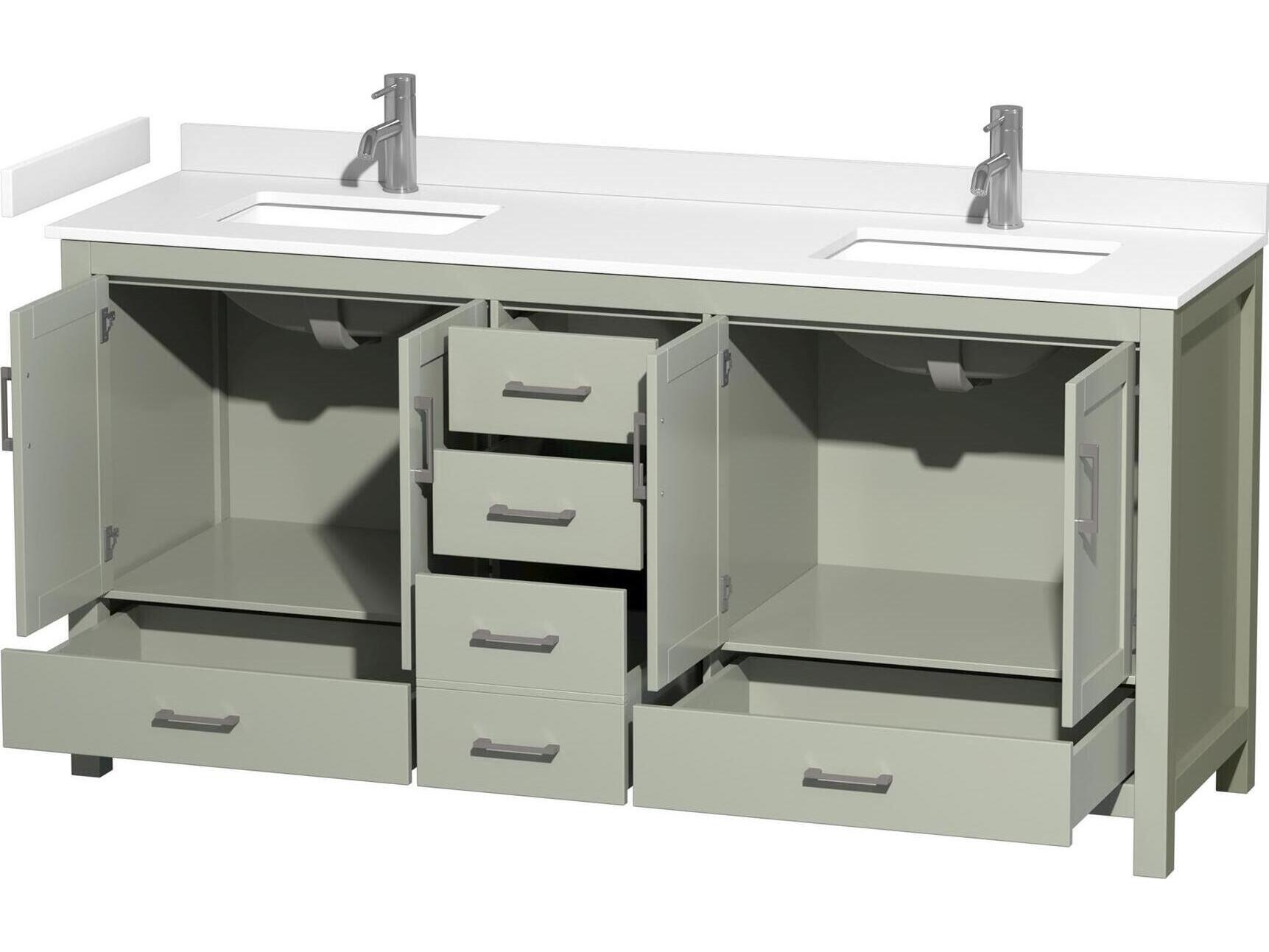 Wyndham Collection Sheffield 72" Light Green Vanity