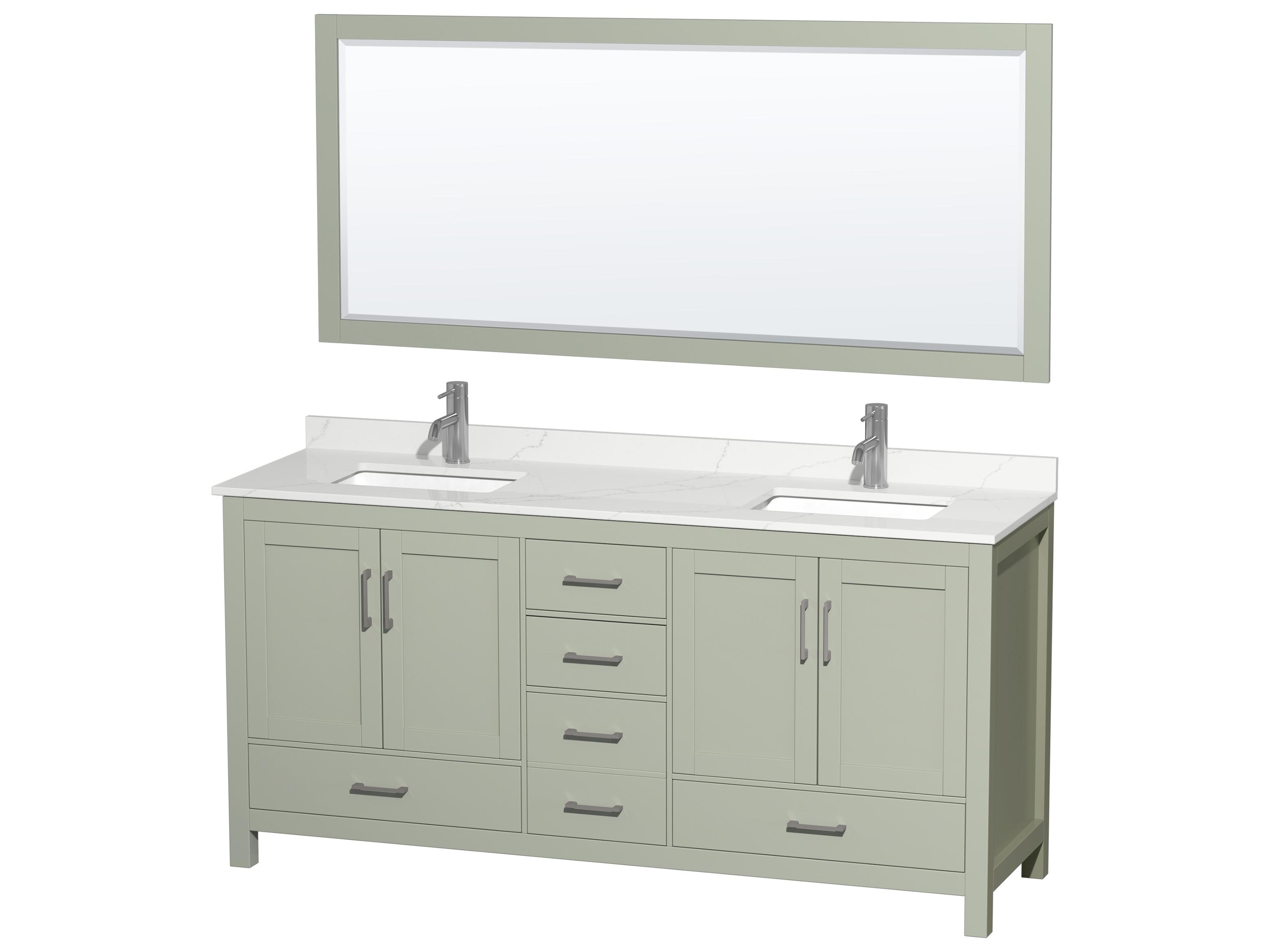 Wyndham Collection Sheffield 72" Light Green Vanity with 70" Mirror