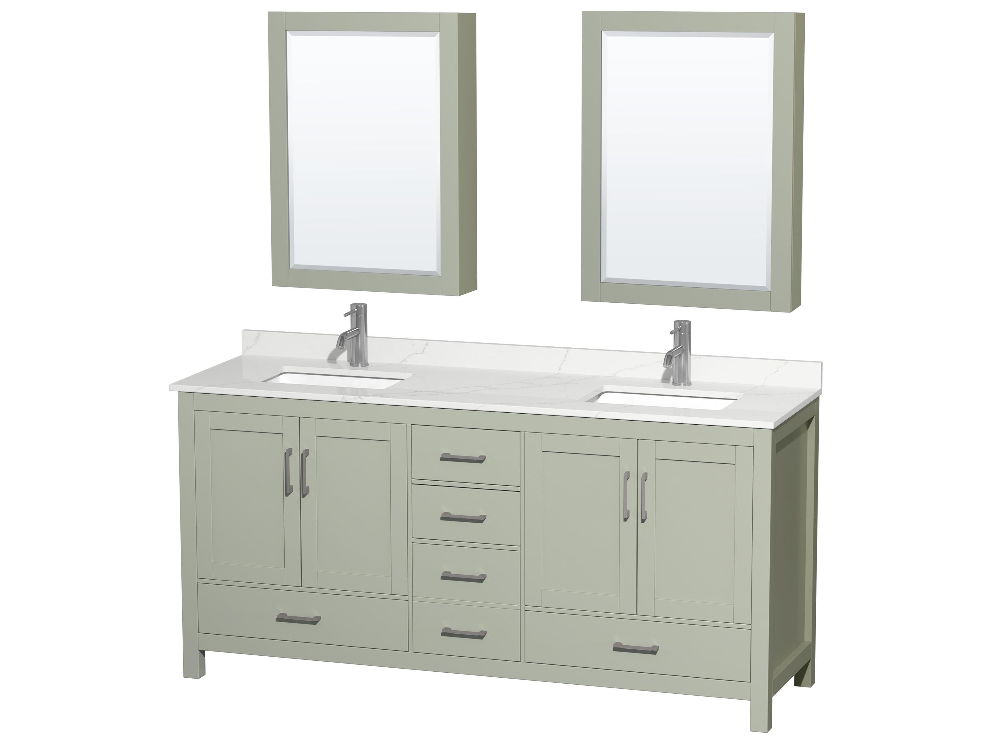 Wyndham Collection Sheffield 72" Light Green Vanity with Medicine Cabinet