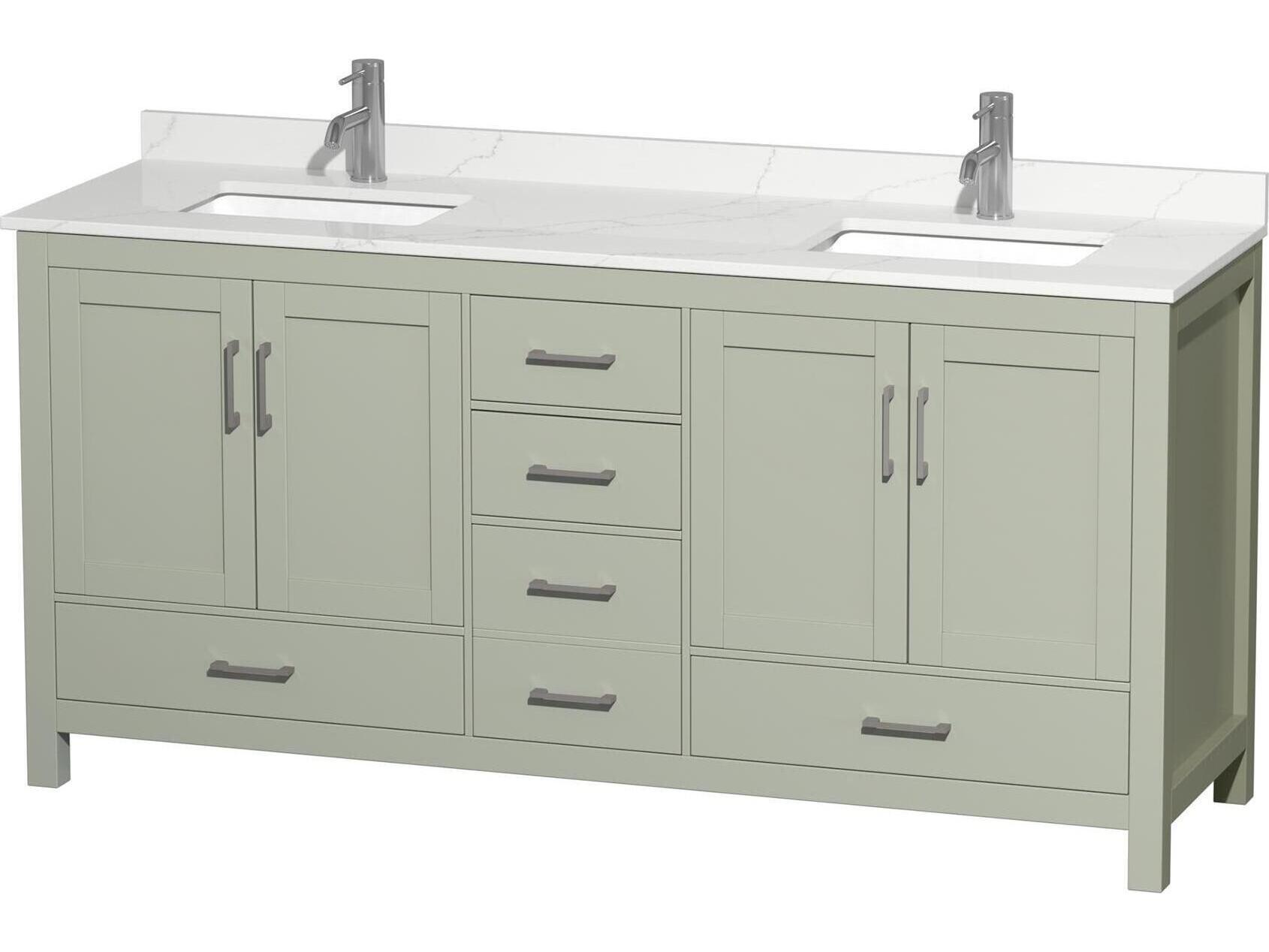 Wyndham Collection Sheffield 72" Light Green Vanity