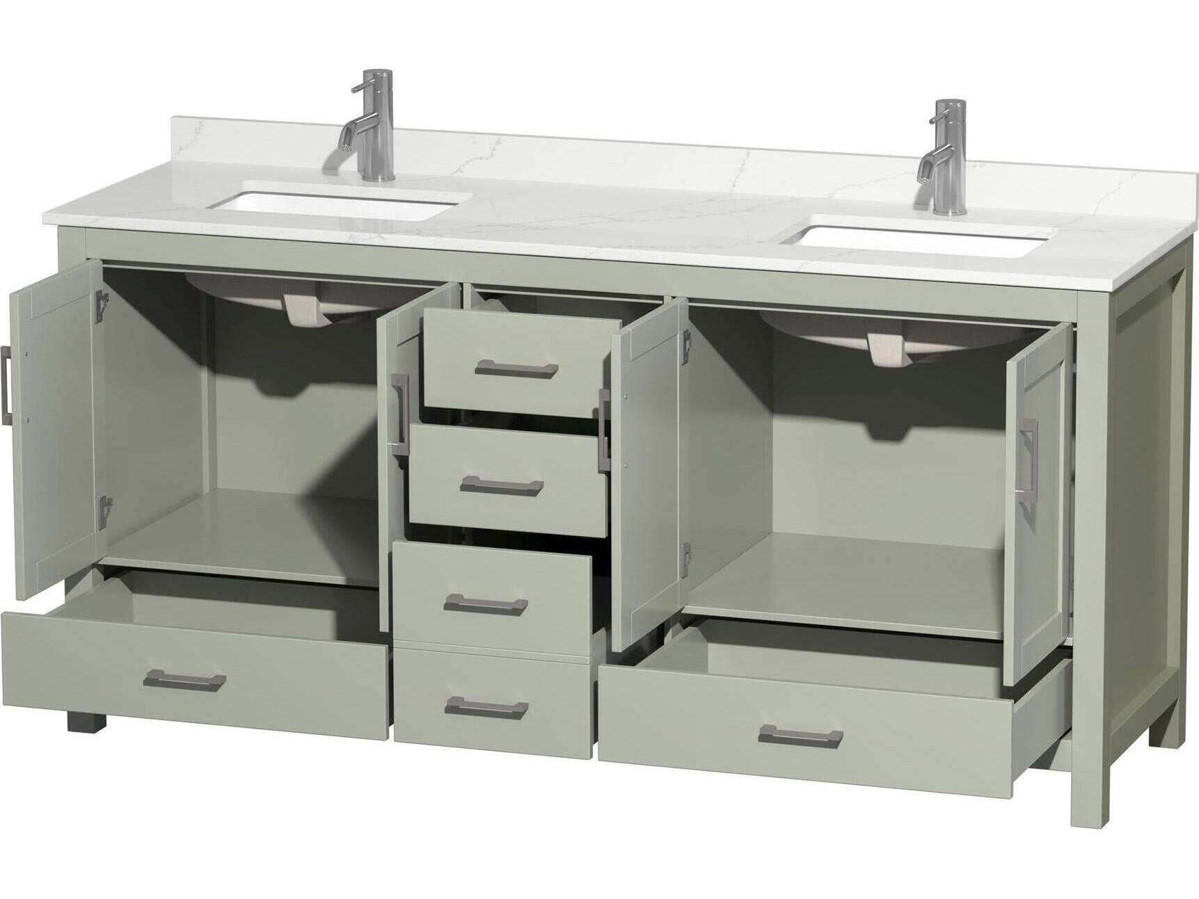 Wyndham Collection Sheffield 72" Light Green Vanity