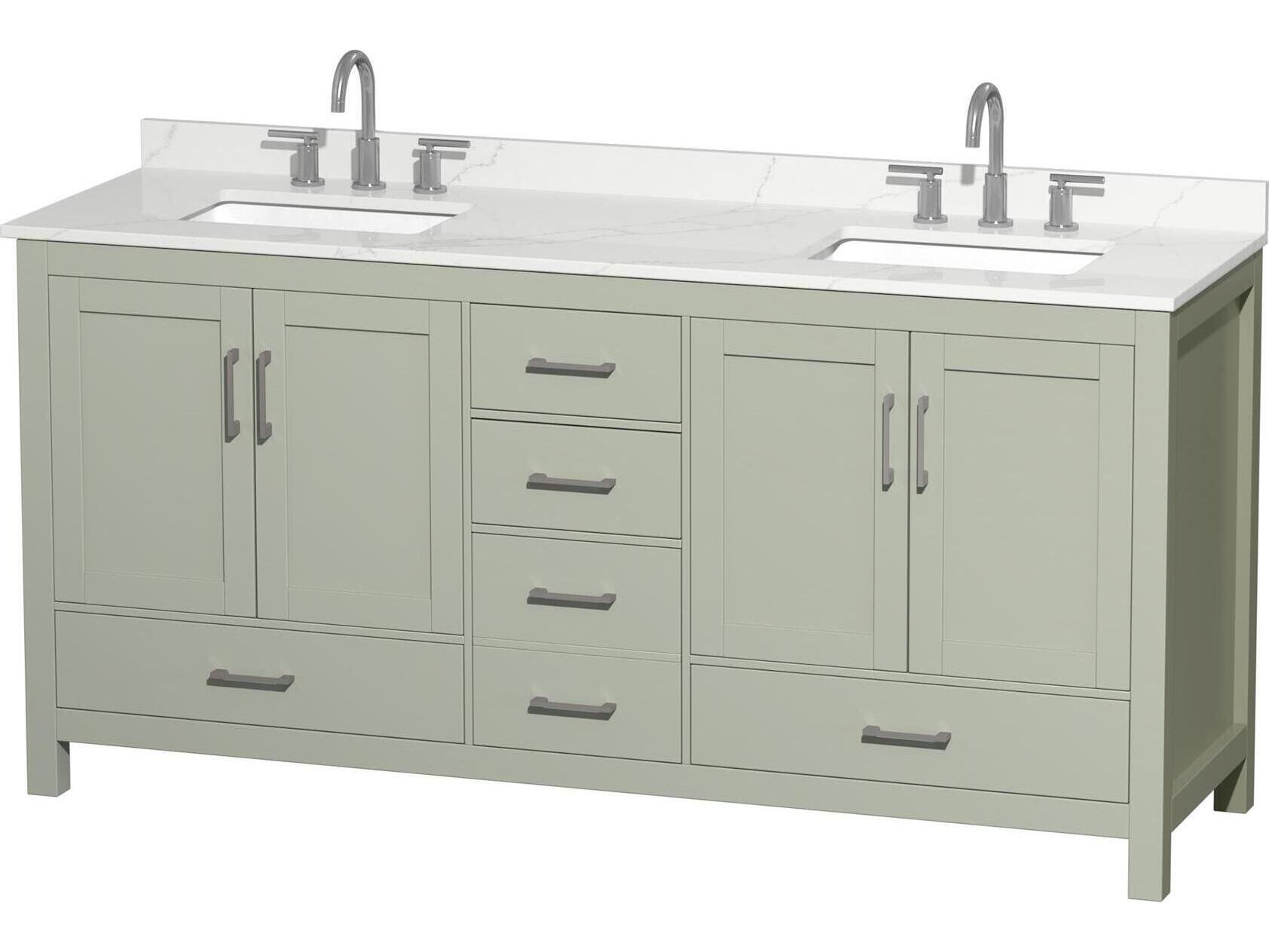 Wyndham Collection Sheffield 72" Light Green Vanity