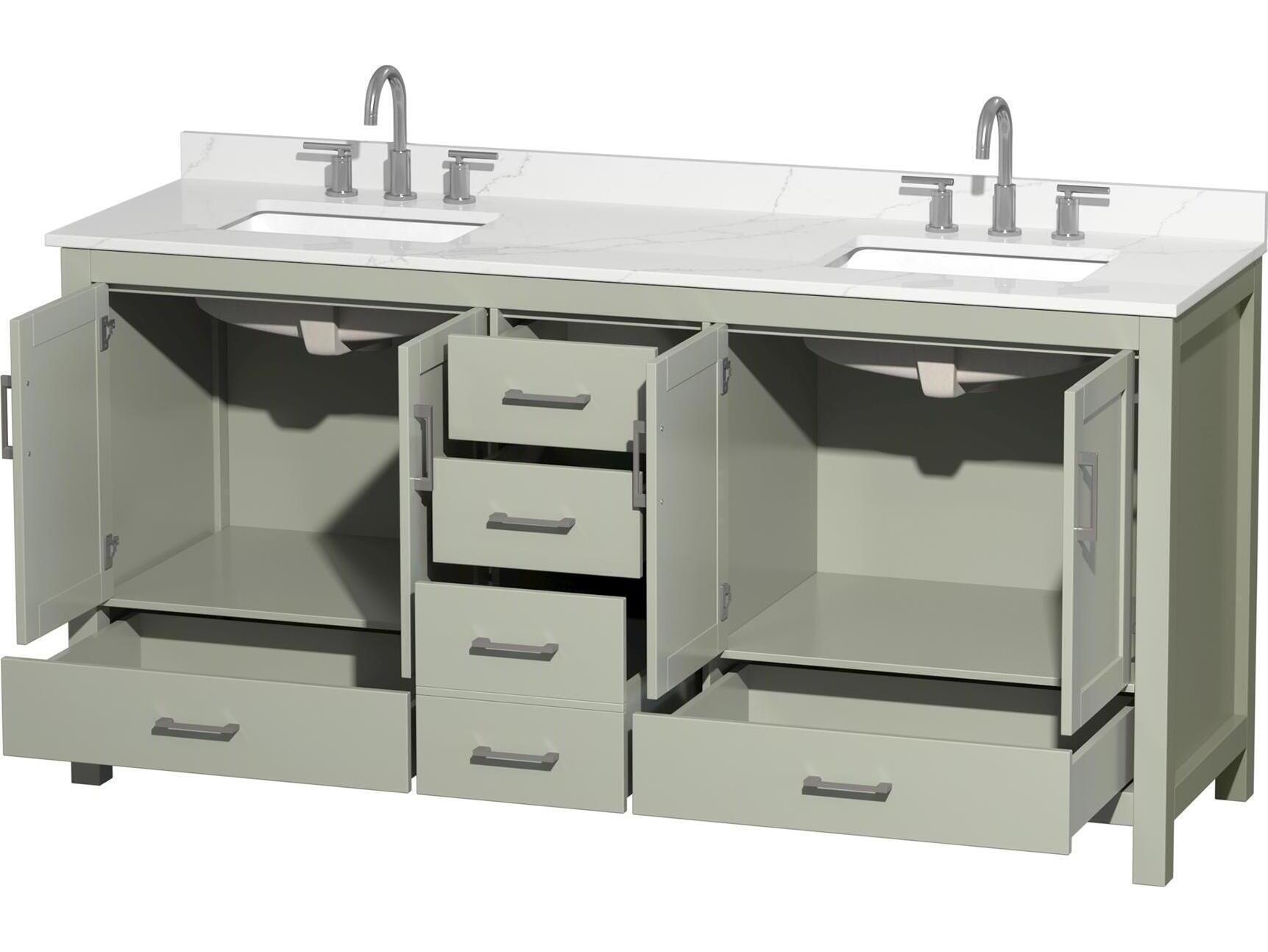 Wyndham Collection Sheffield 72" Light Green Vanity