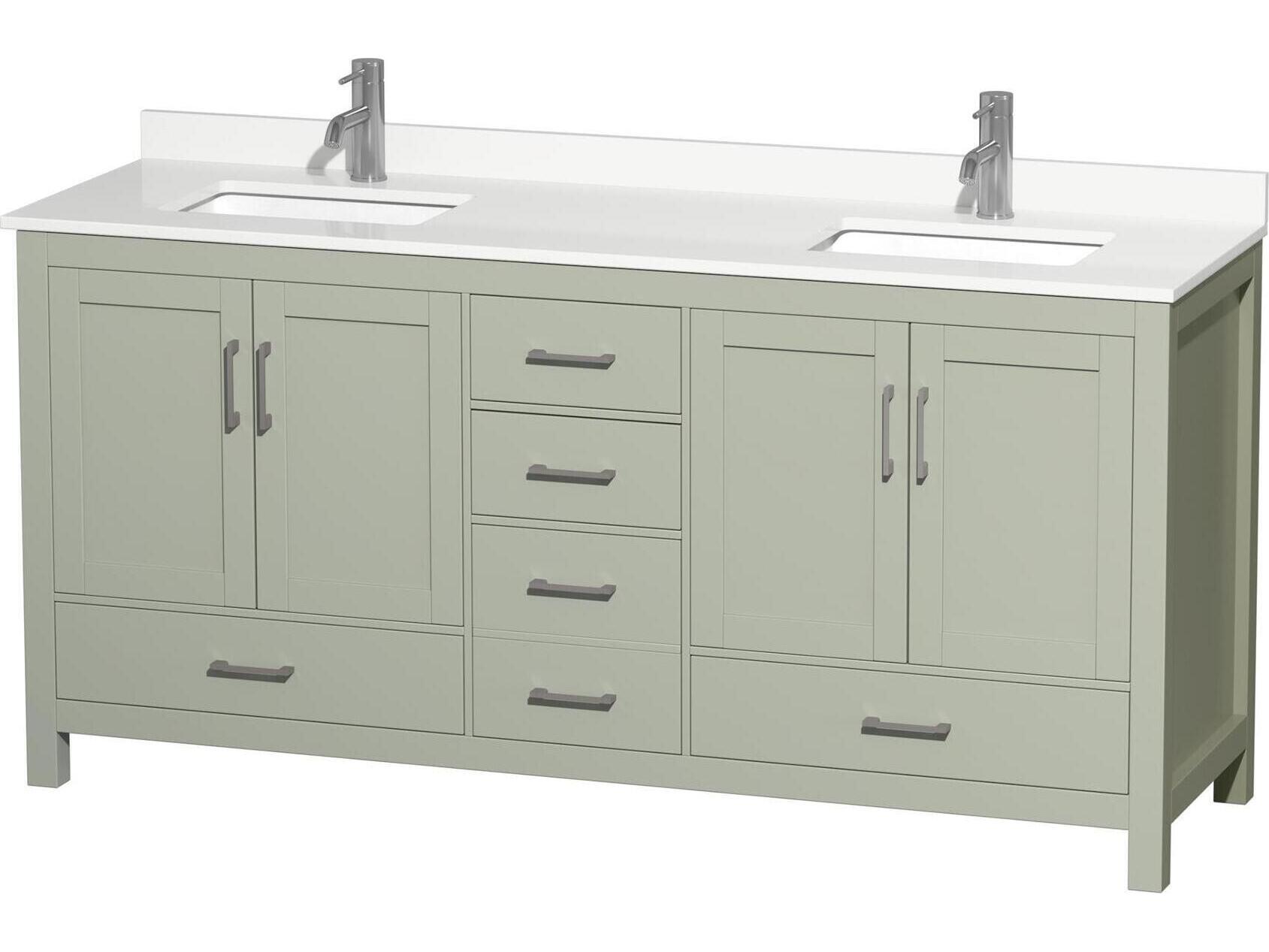 Wyndham Collection Sheffield 72" Light Green Vanity