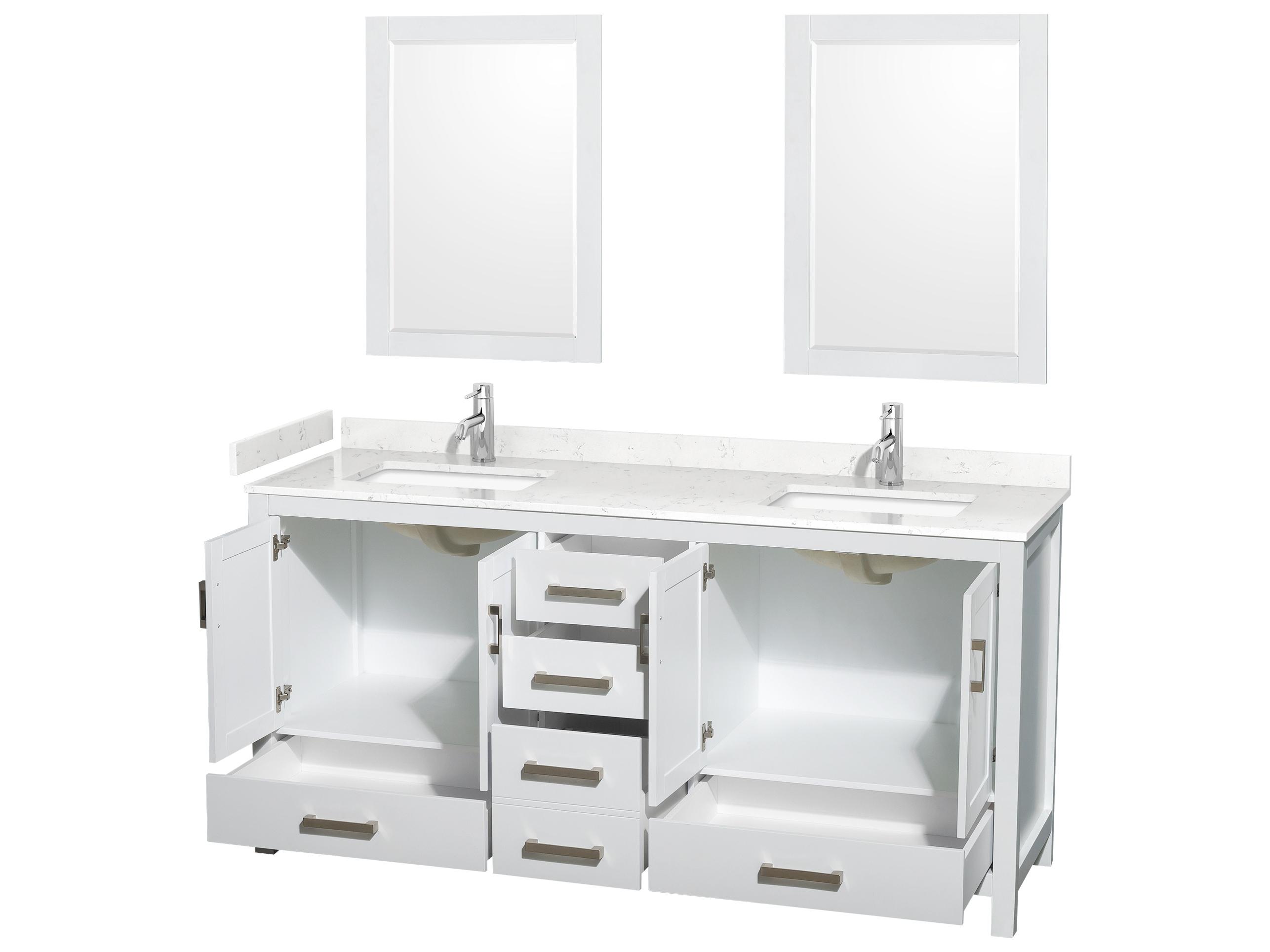 Wyndham Collection Sheffield 72" White Vanity with 24" Mirror