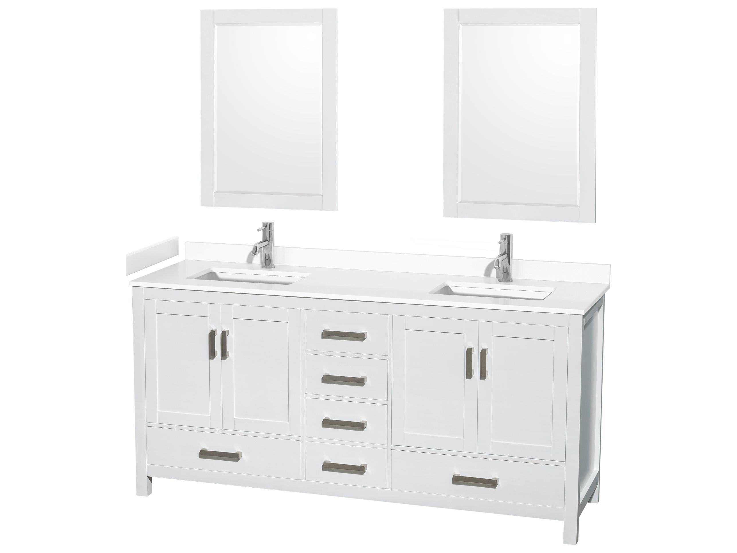 Wyndham Collection Sheffield 72" White Vanity with 24" Mirror