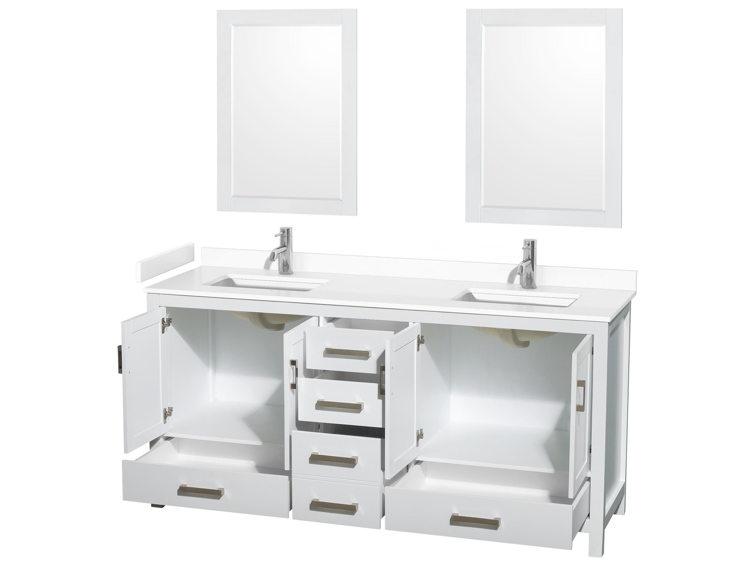 Wyndham Collection Sheffield 72" White Vanity with 24" Mirror