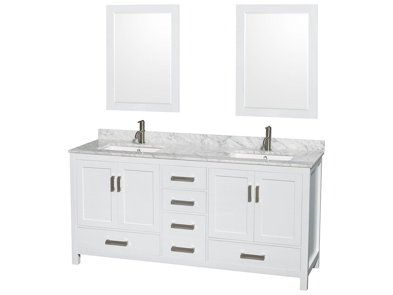 Wyndham Collection Sheffield 72" White Vanity with 24" Mirror