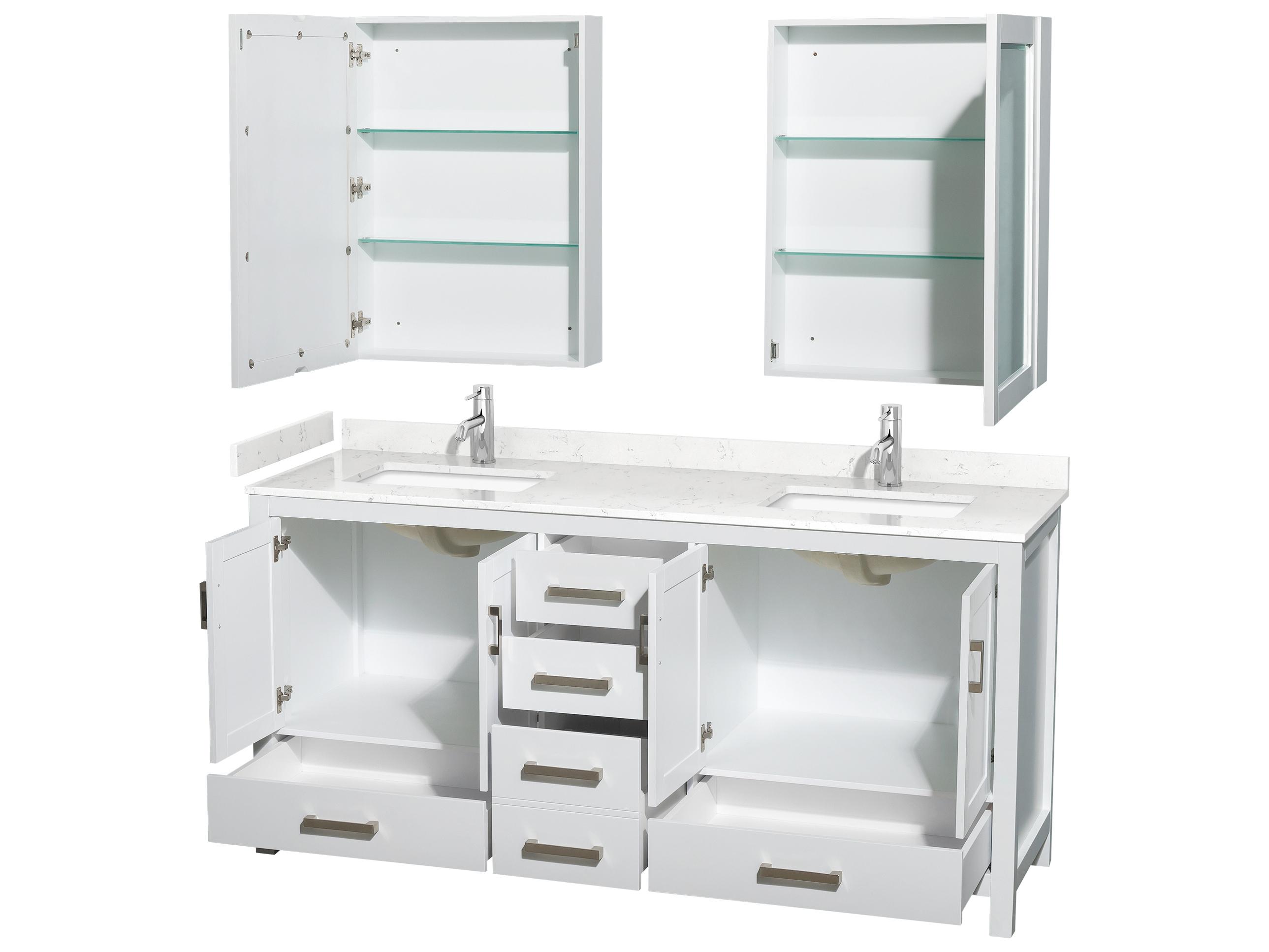 Wyndham Collection Sheffield 72" White Vanity with Medicine Cabinet