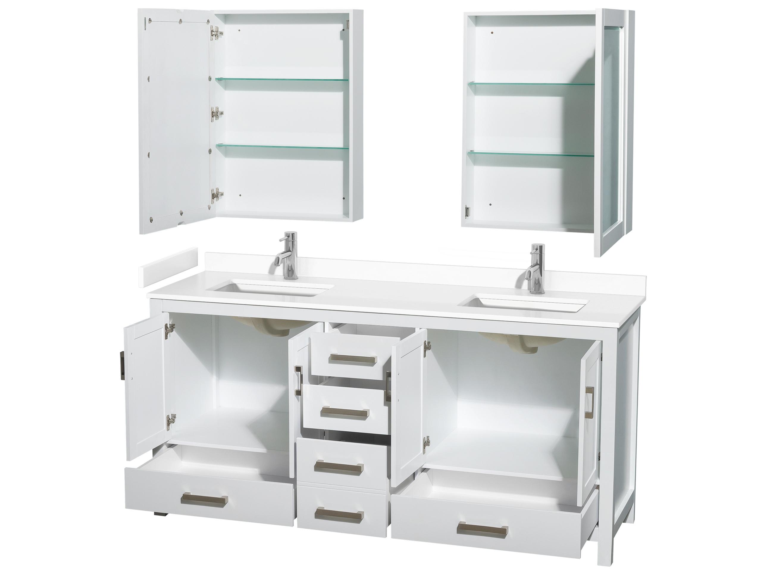 Wyndham Collection Sheffield 72" White Vanity with Medicine Cabinet