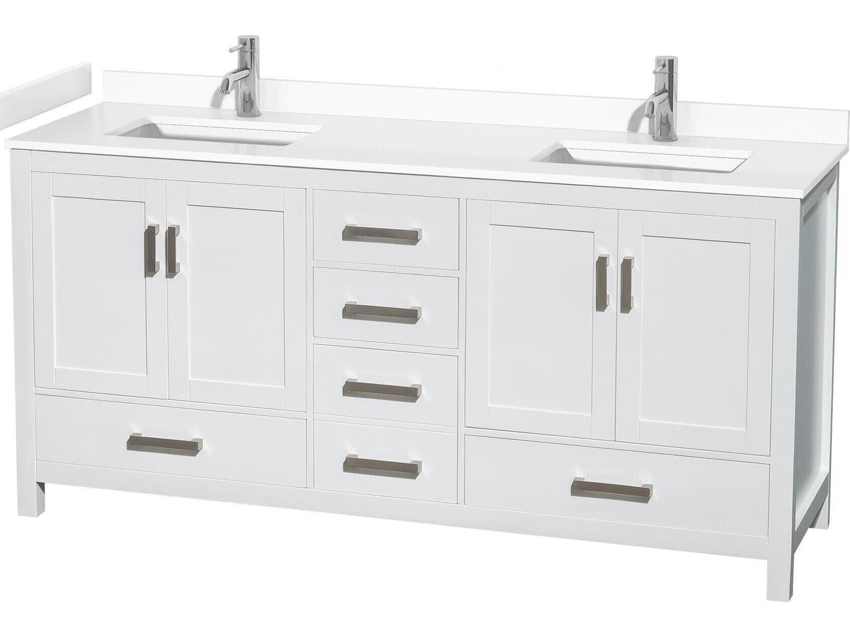 Wyndham Collection Sheffield 72" White Vanity