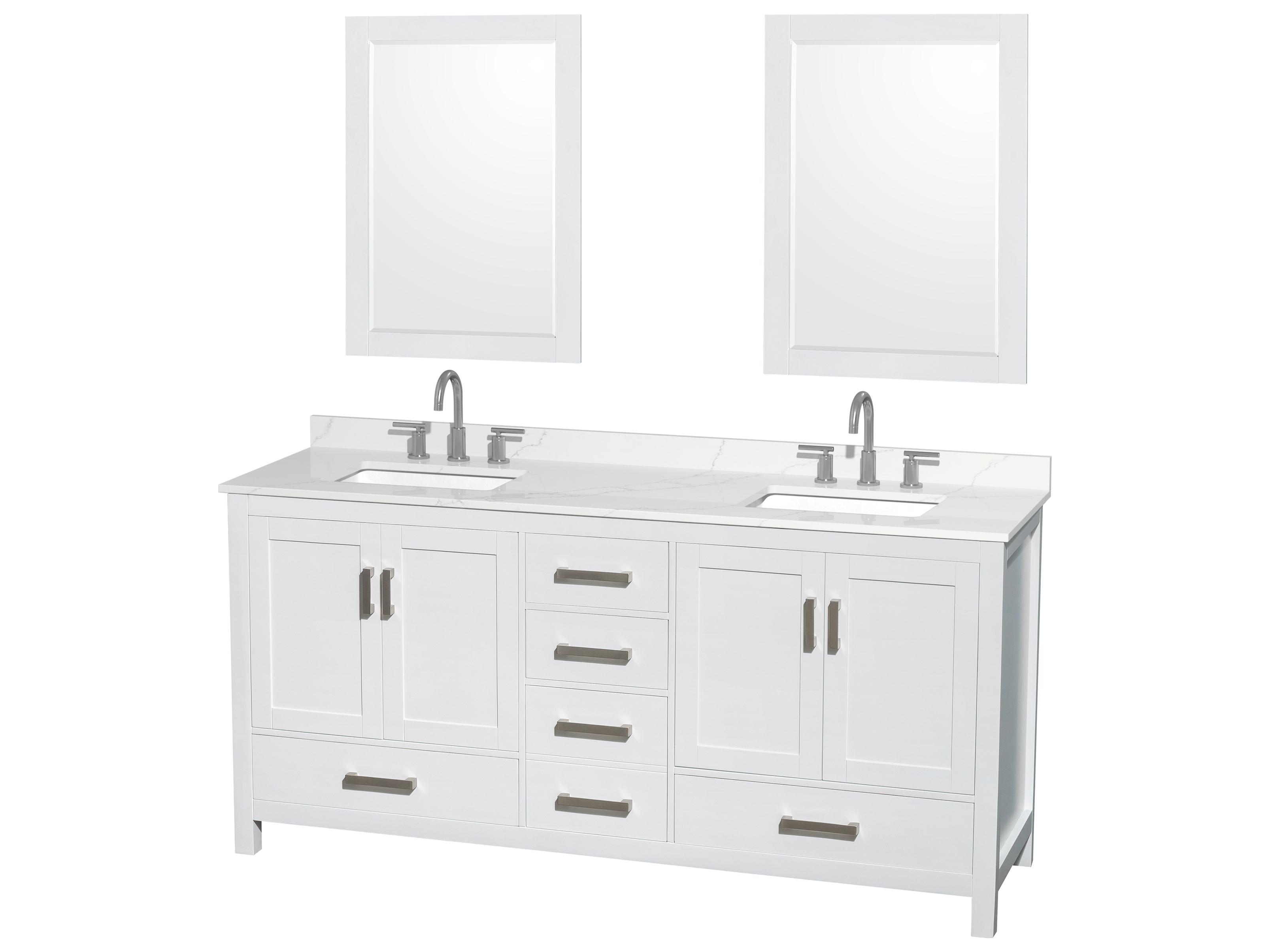 Wyndham Collection Sheffield 72" White Vanity with 24" Mirror